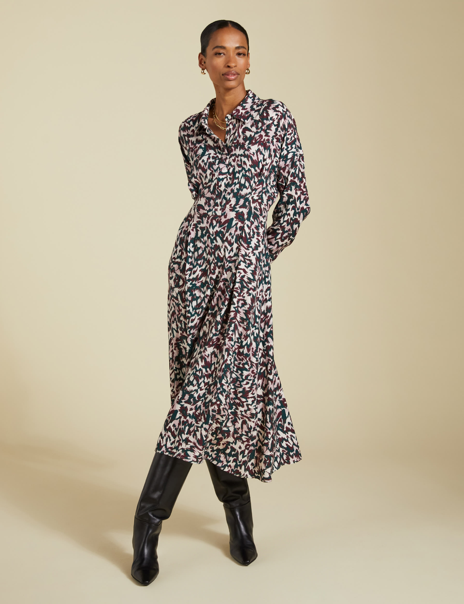 Printed Midi Shirt Dress 3 of 6