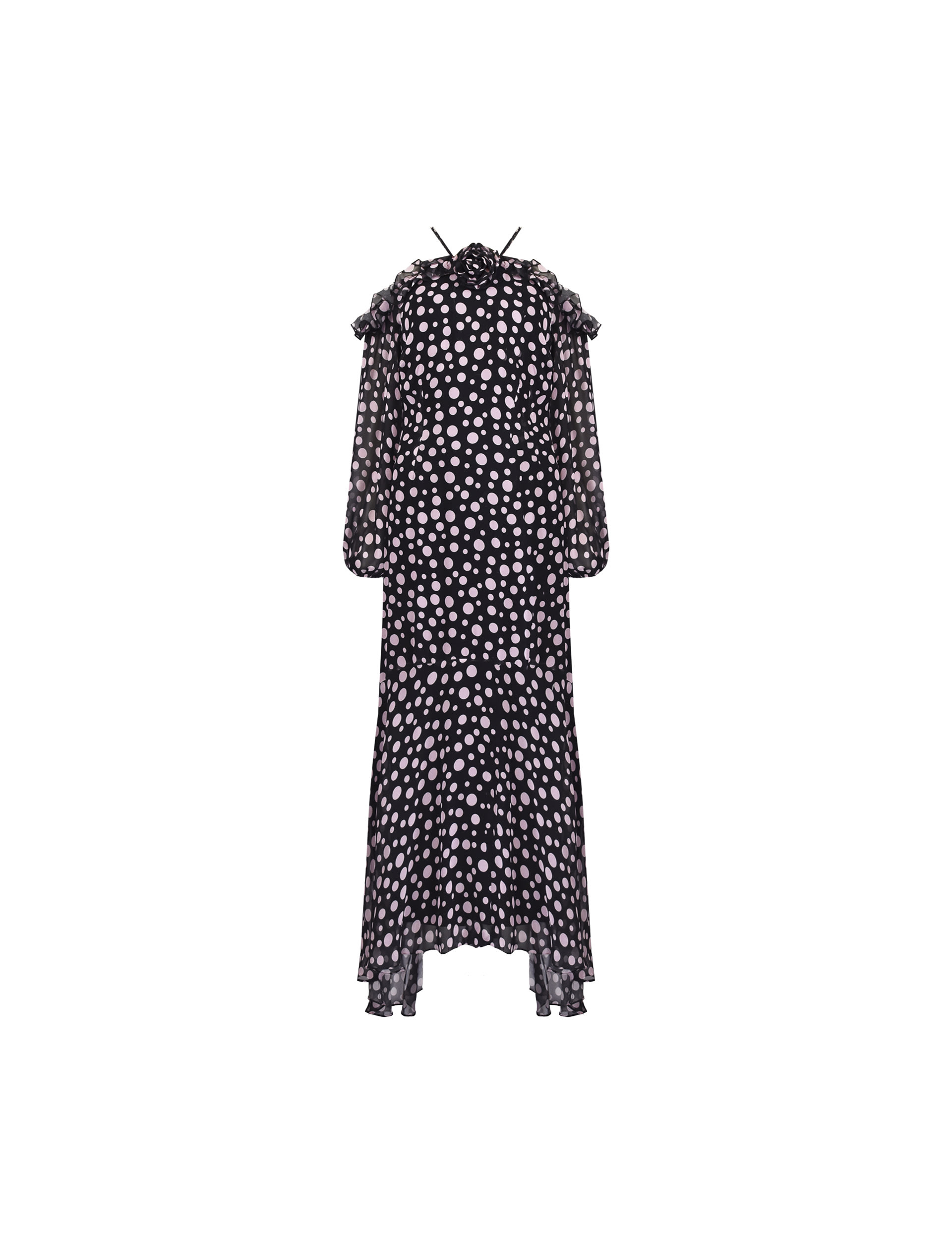 Polka Dot Frill Detail Maxi Swing Dress 2 of 5