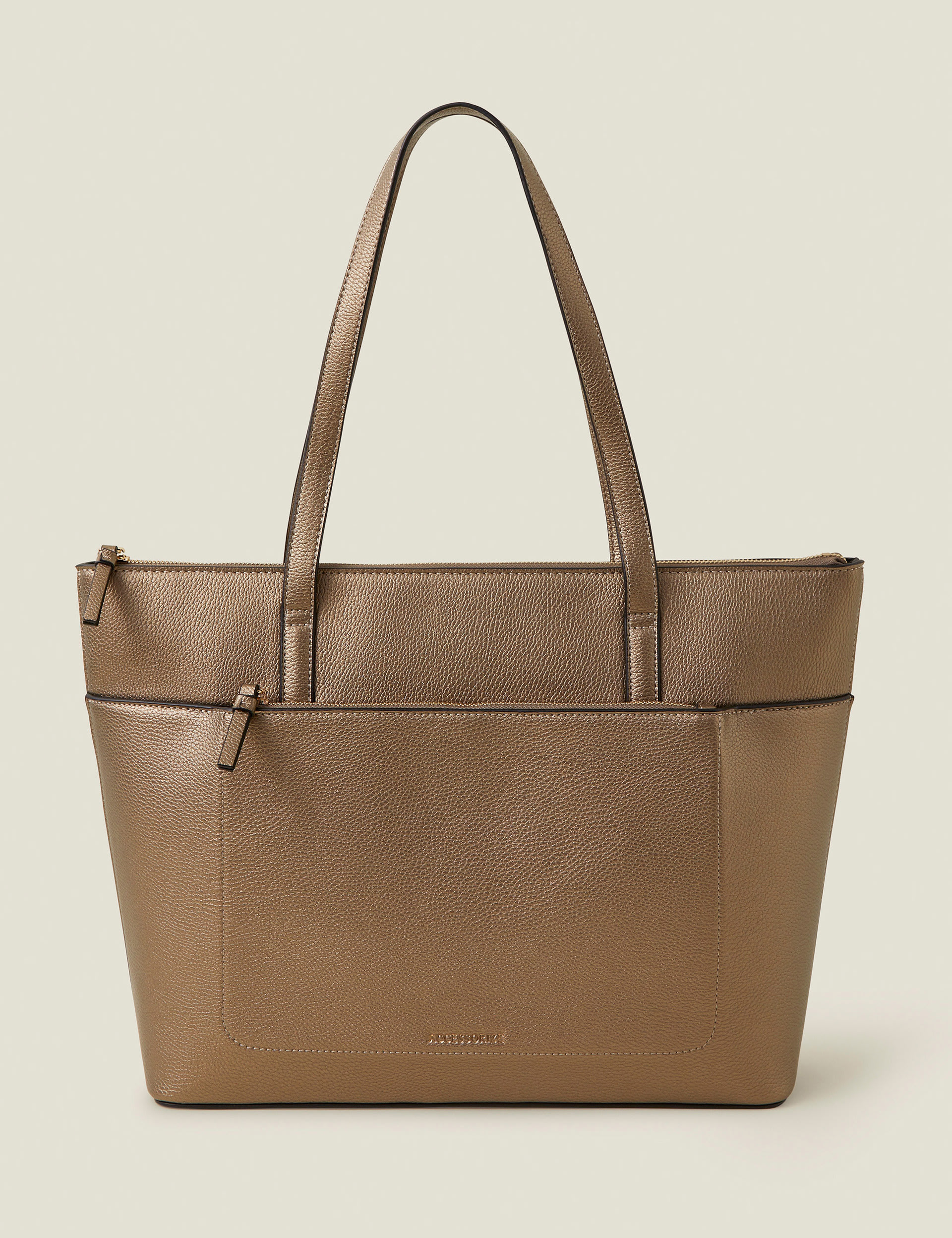 Faux Leather Metallic Tote Bag 1 of 4