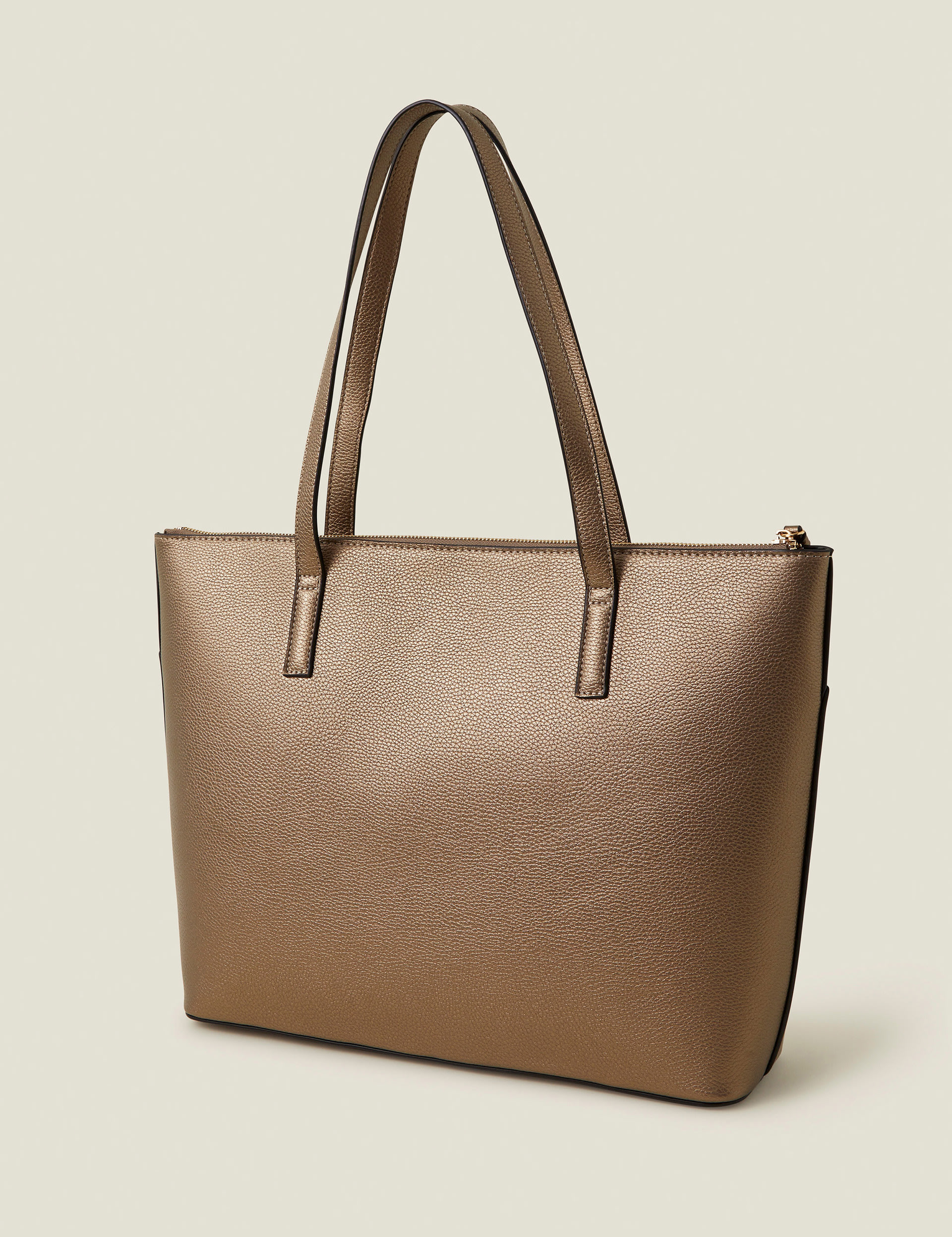 Faux Leather Metallic Tote Bag 2 of 4