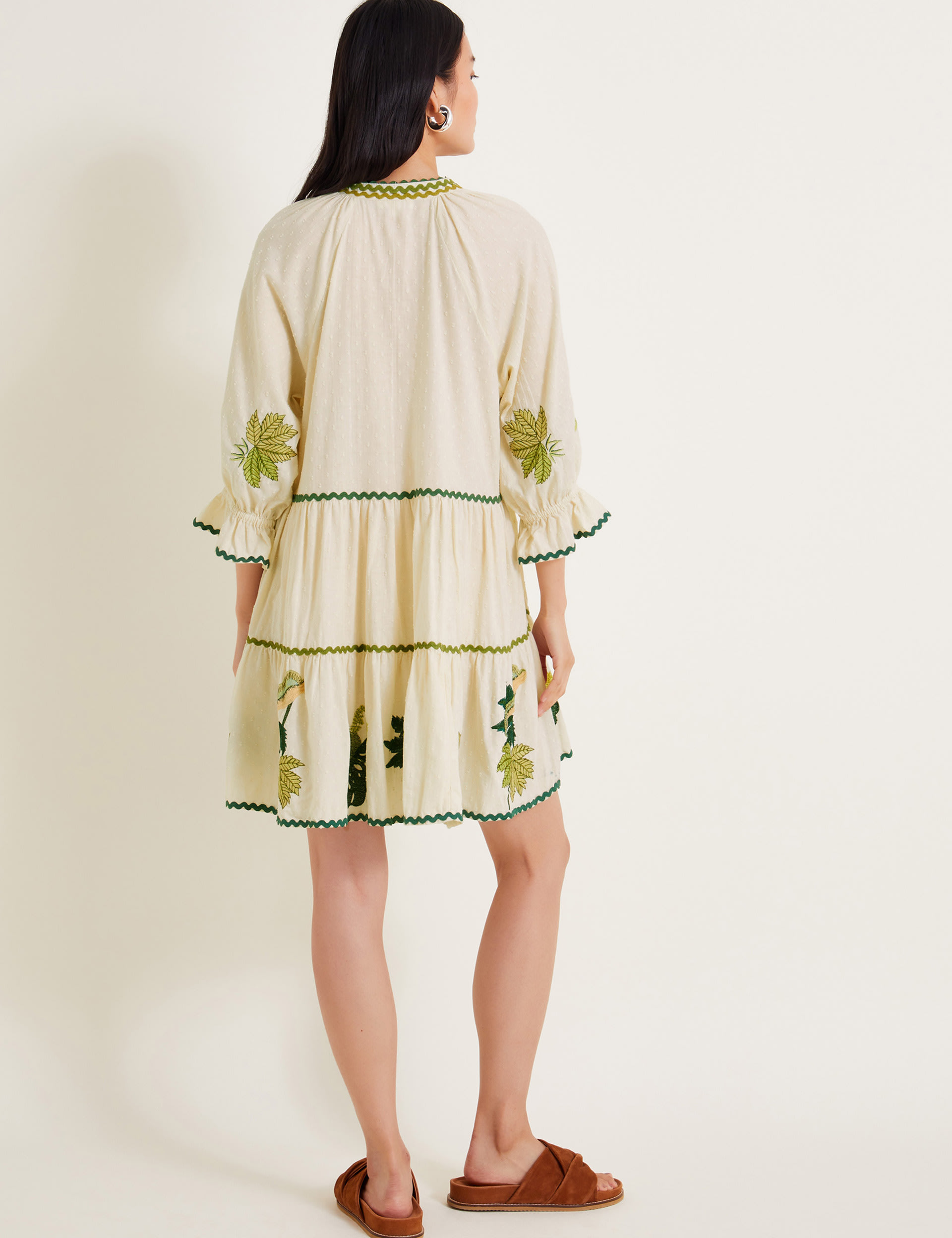 Pure Cotton Embroidered Skater Tiered Dress 4 of 6