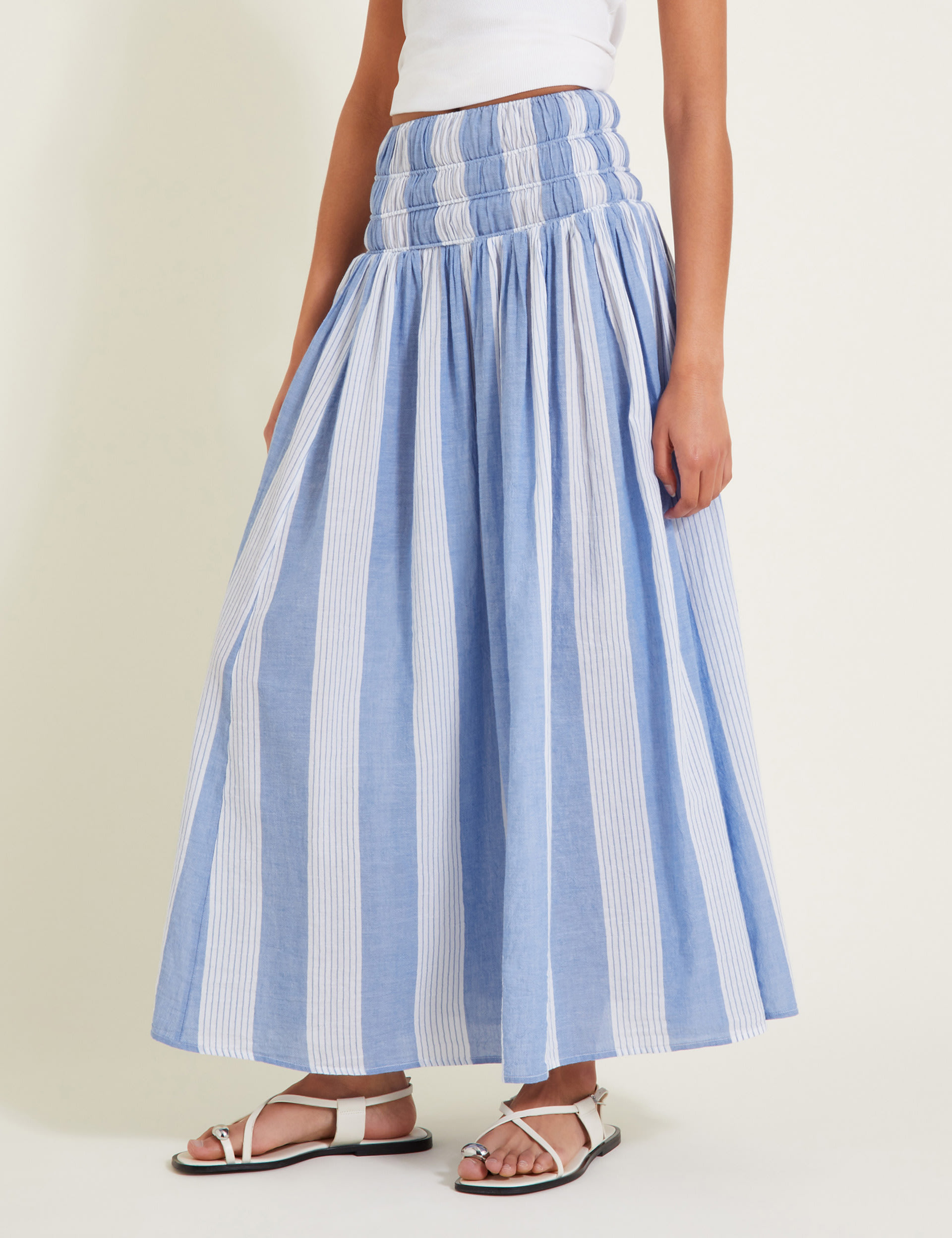 Cotton Maxi A Line Fringe Skirt main image 1