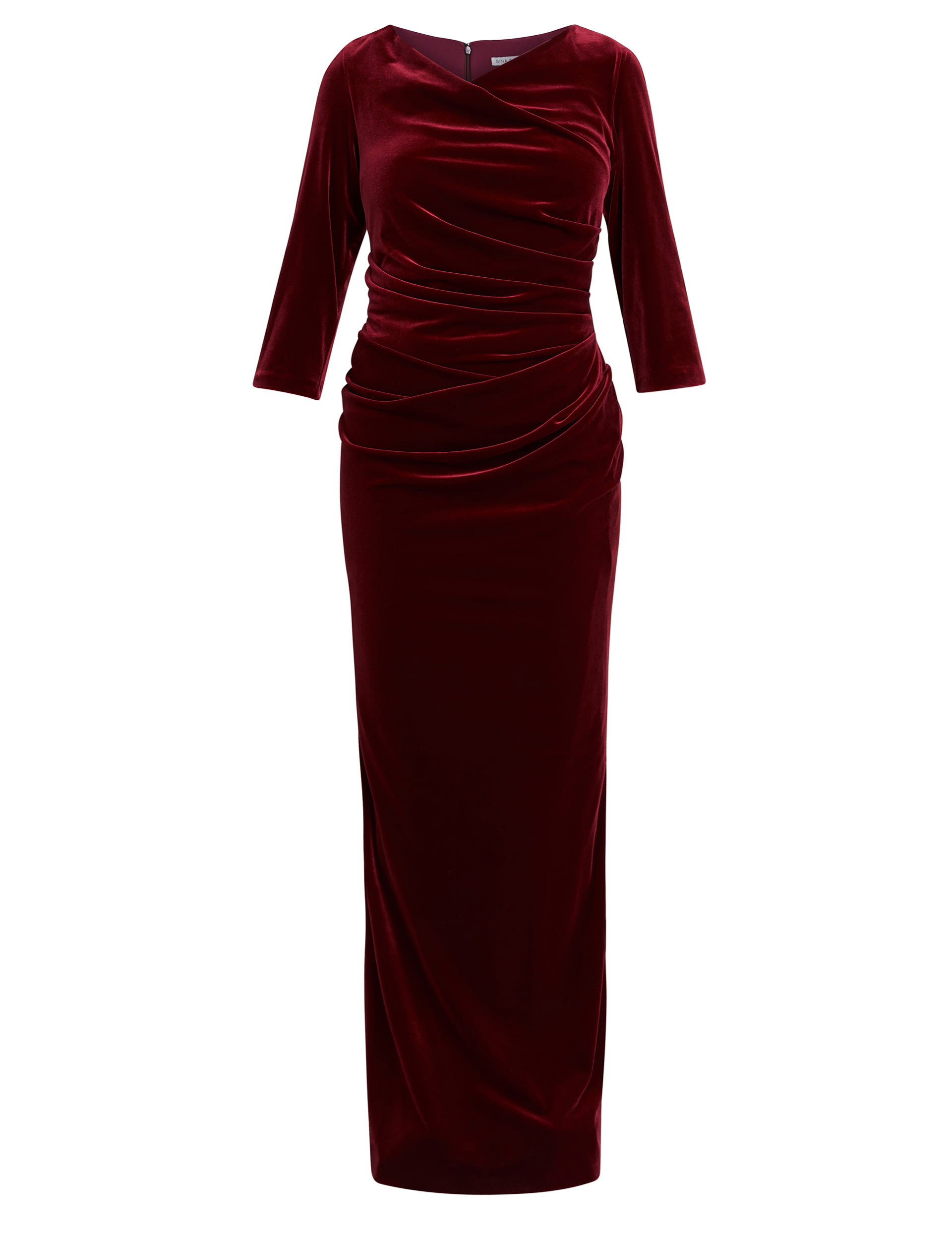1930s Ruched Collar Velvet Maxi Dress