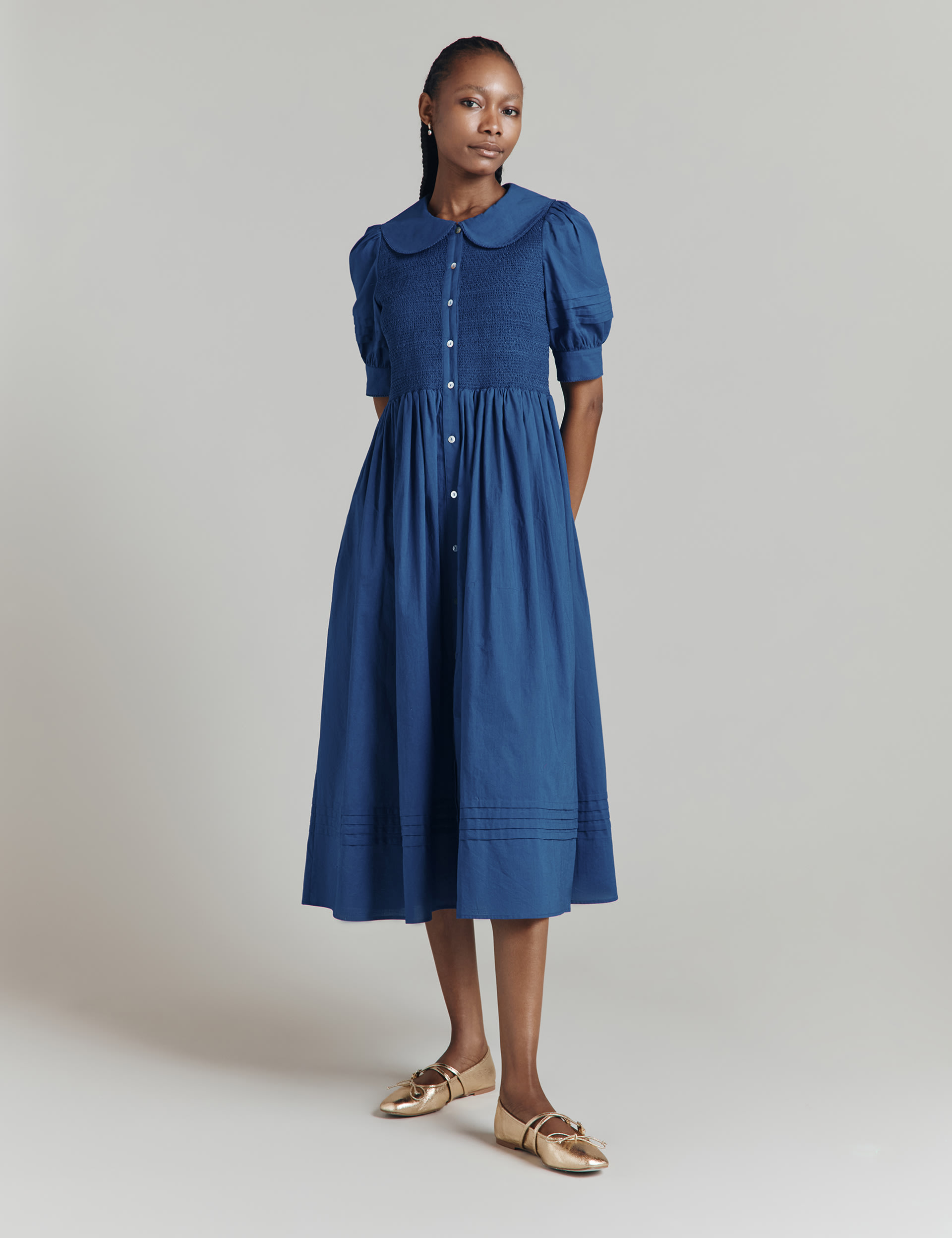 Pure Cotton Collared Midaxi Smock Dress 3 of 4