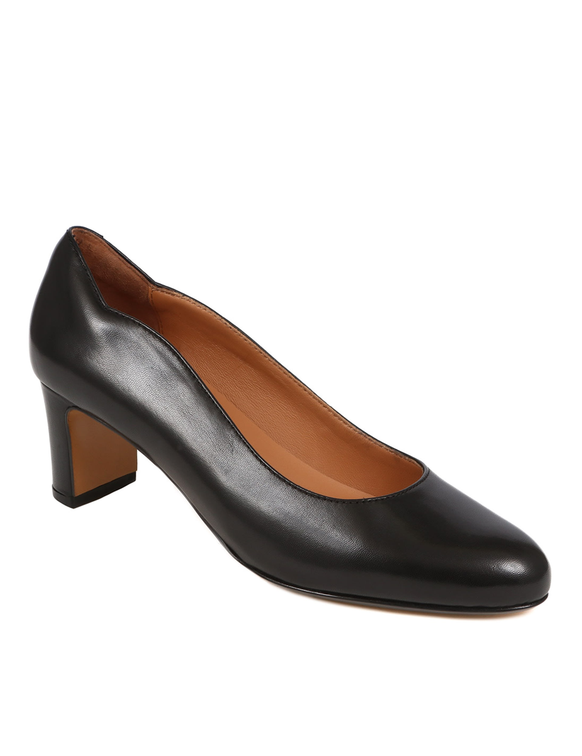 Wide Fit Leather Block Heel Court Shoes 5 of 7