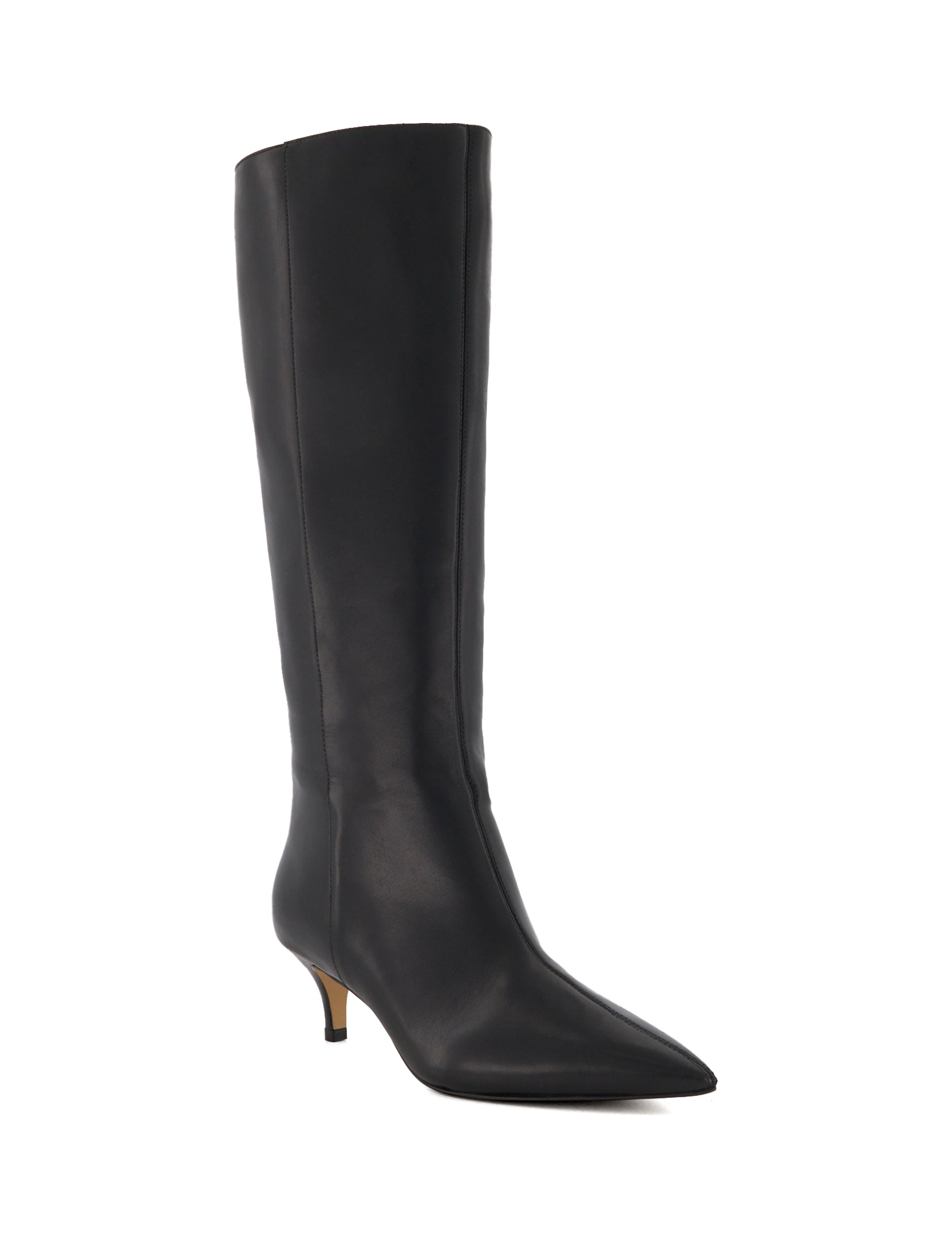 Leather Kitten Heel Pointed Knee High Boots 4 of 5