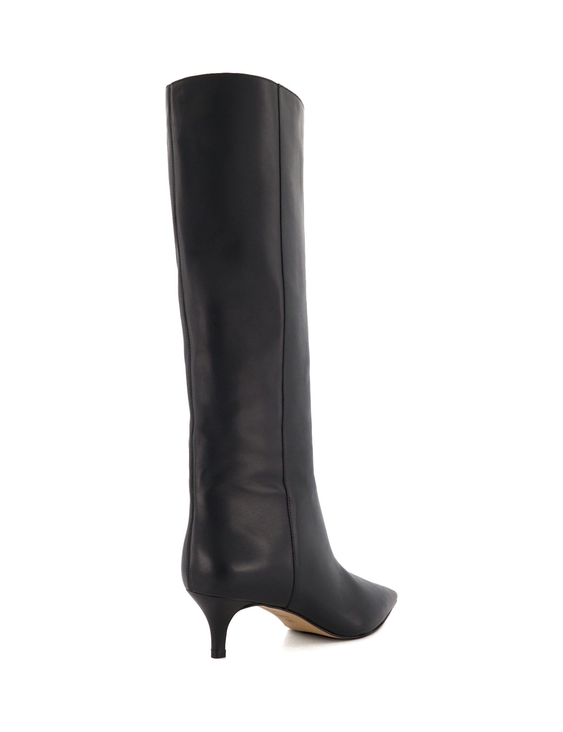 Leather Kitten Heel Pointed Knee High Boots 5 of 5