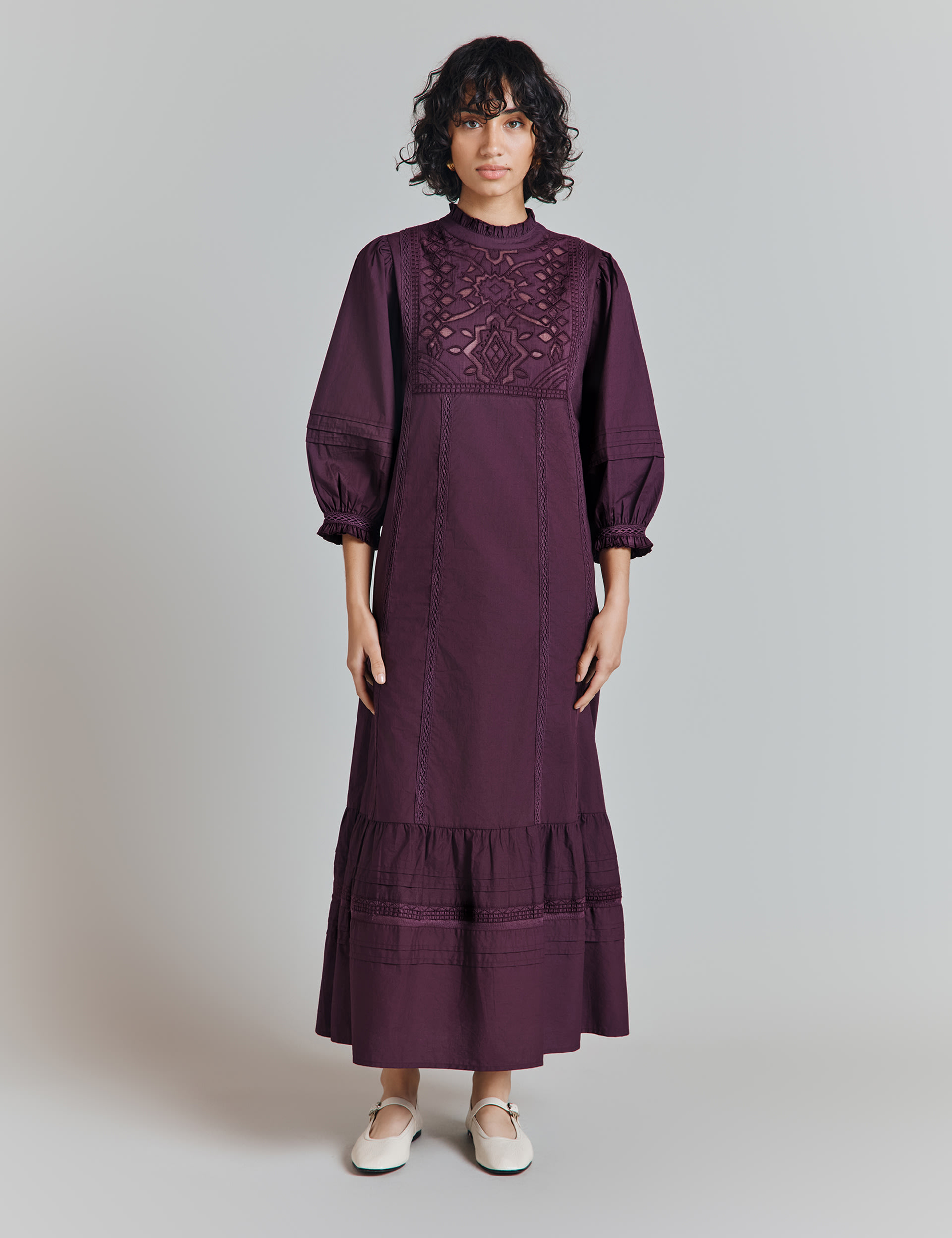 Pure Cotton Broderie Midaxi Smock Dress 2 of 4