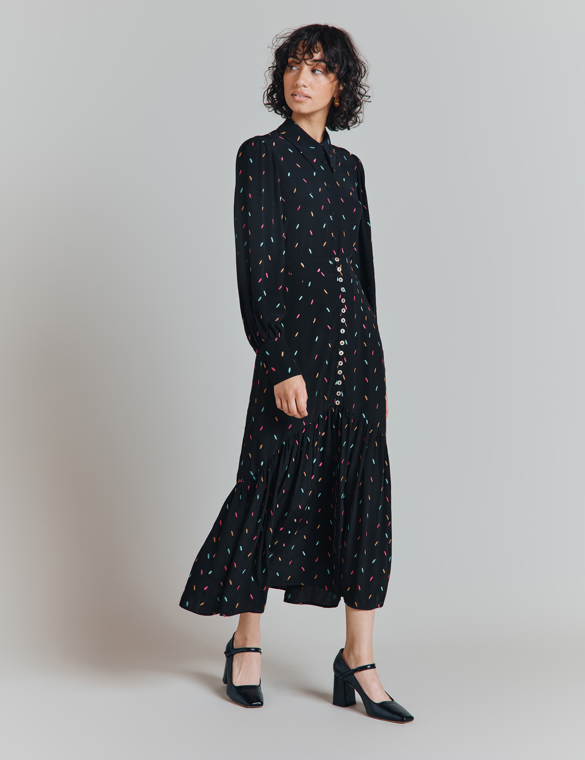 Crepe Embroidered Spot Blouse 6 of 6