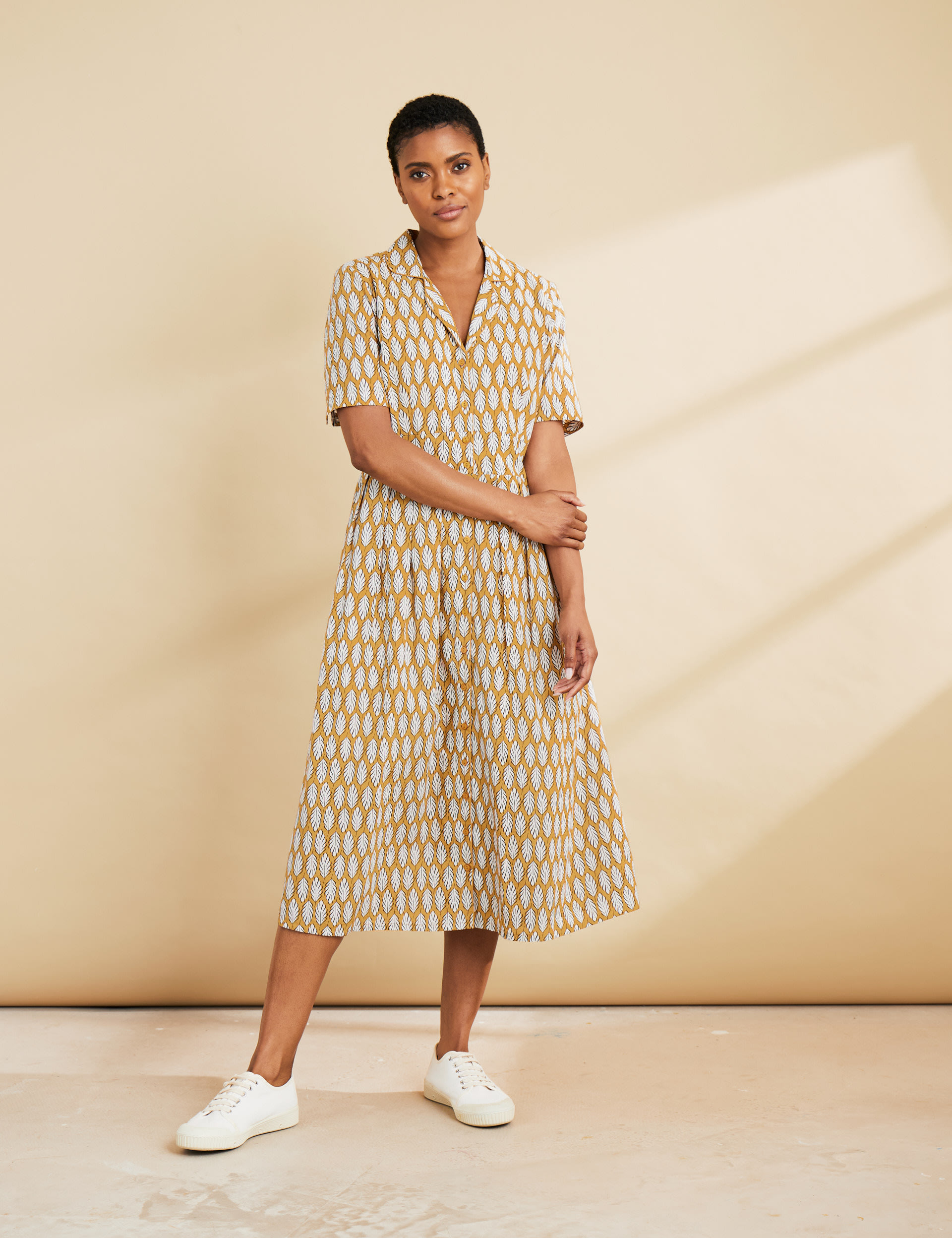 Pure Cotton Printed Collared Midi Shirt Dress 1 of 6