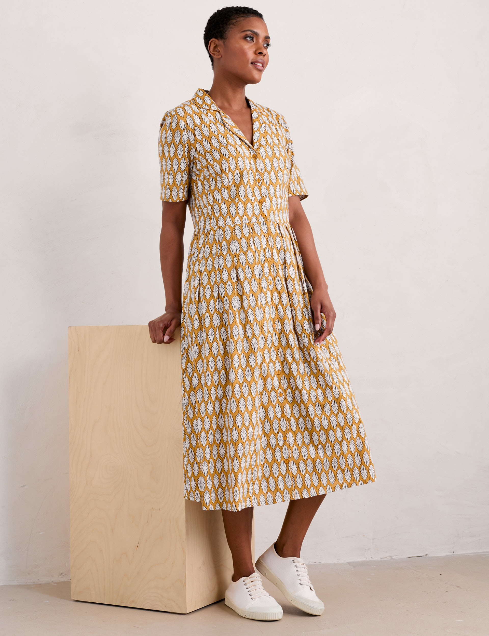 Pure Cotton Printed Collared Midi Shirt Dress 3 of 6