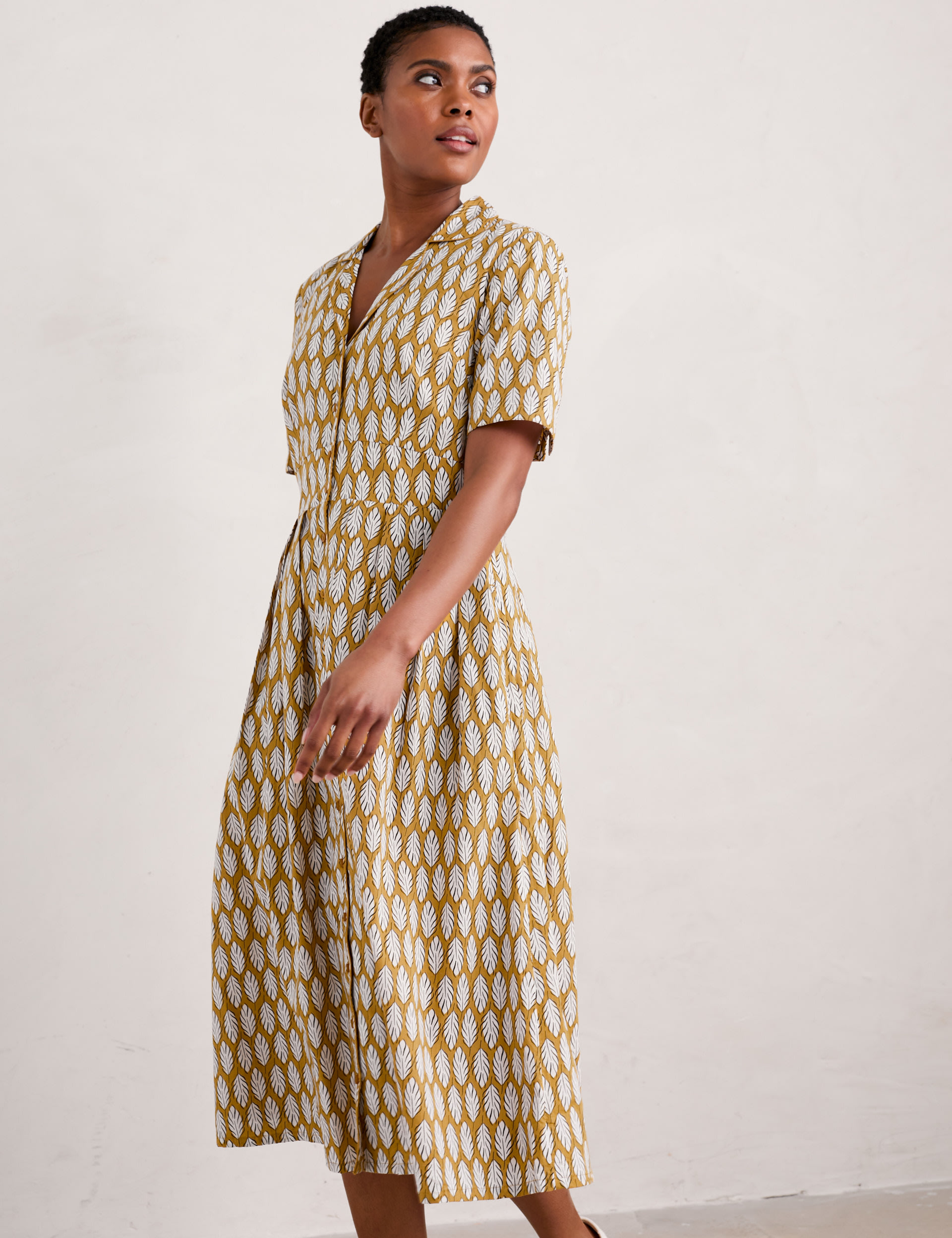 Pure Cotton Printed Collared Midi Shirt Dress 4 of 6