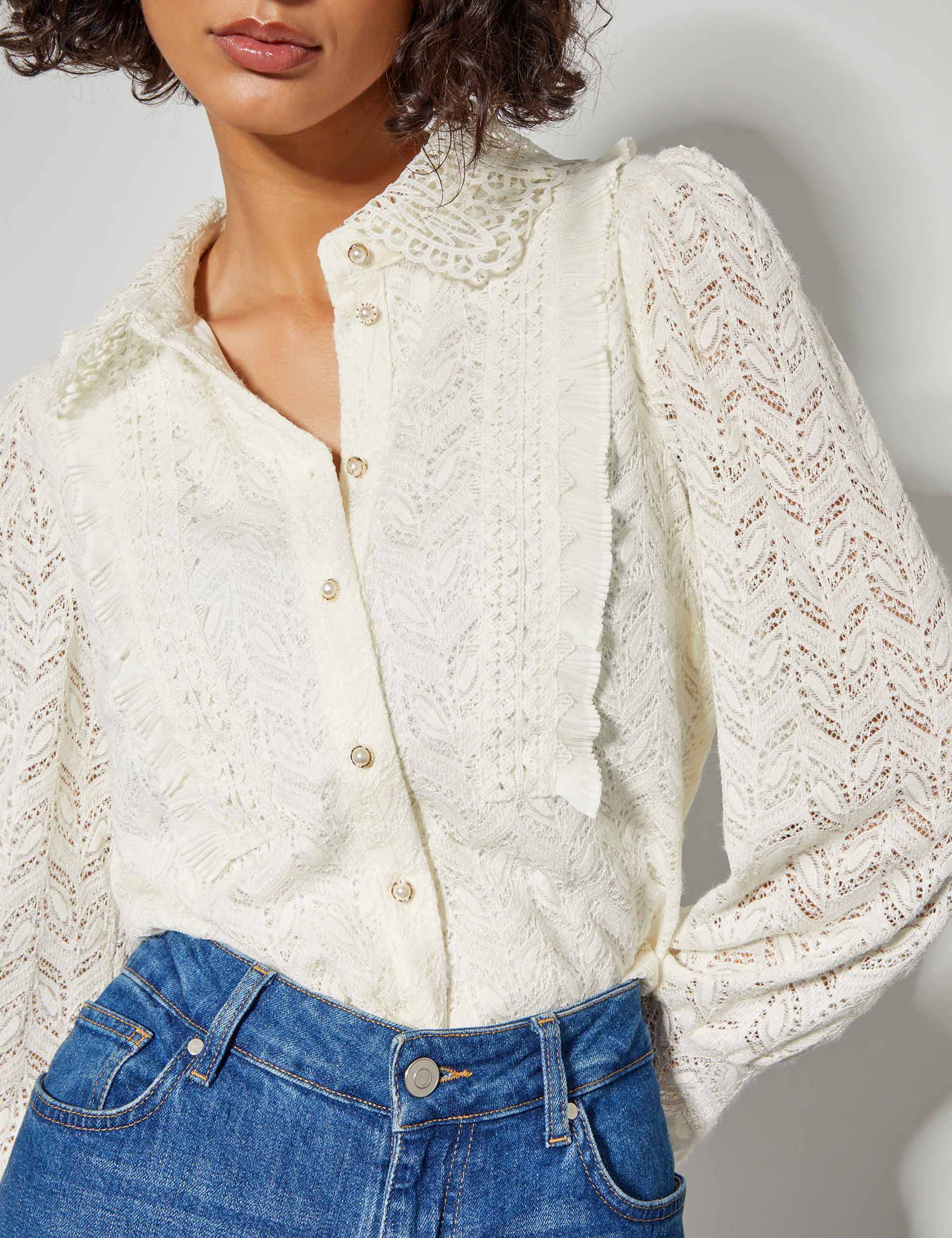 Lace Collared Button Through Blouse 5 of 5