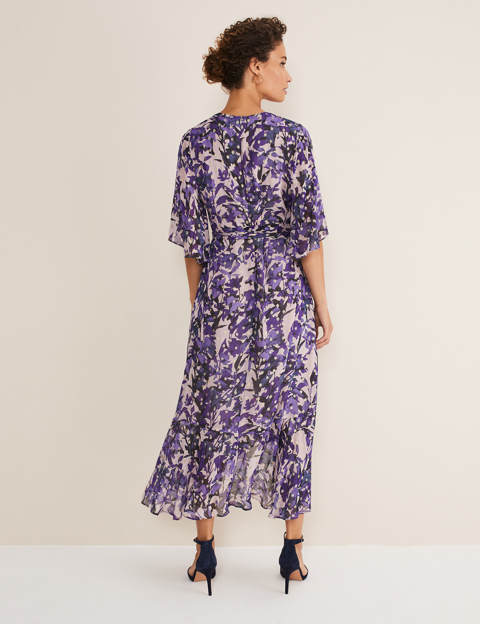 Floral V-Neck Midi Wrap Dress 5 of 5