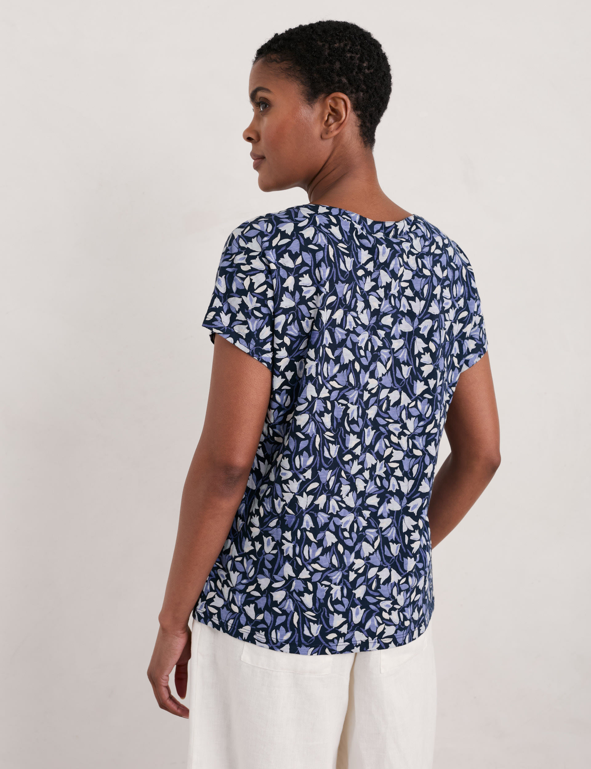 Pure Cotton Floral V-Neck Relaxed Top | Seasalt Cornwall | M&S
