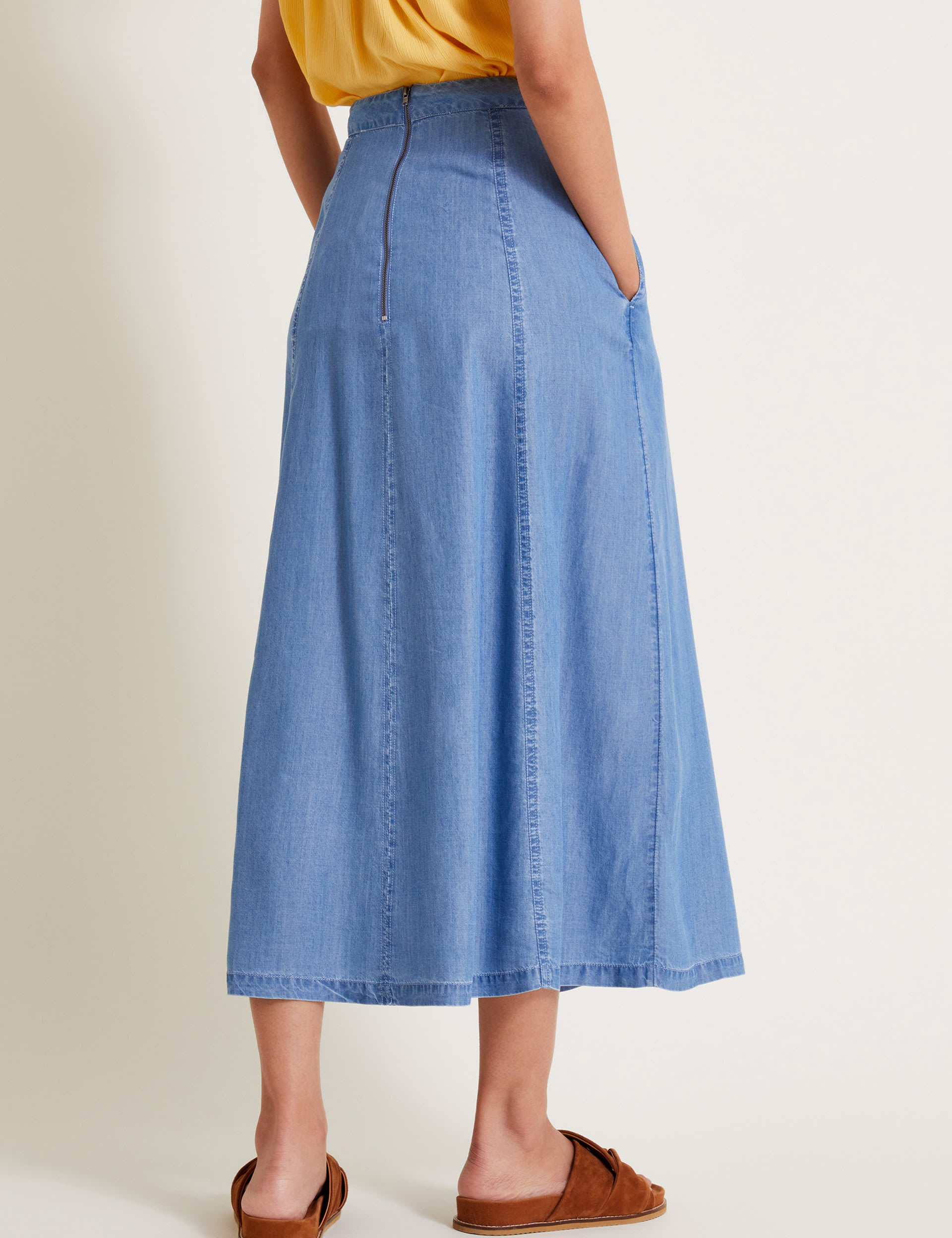 Pure Lyocell Midi A-Line Skirt 4 of 5