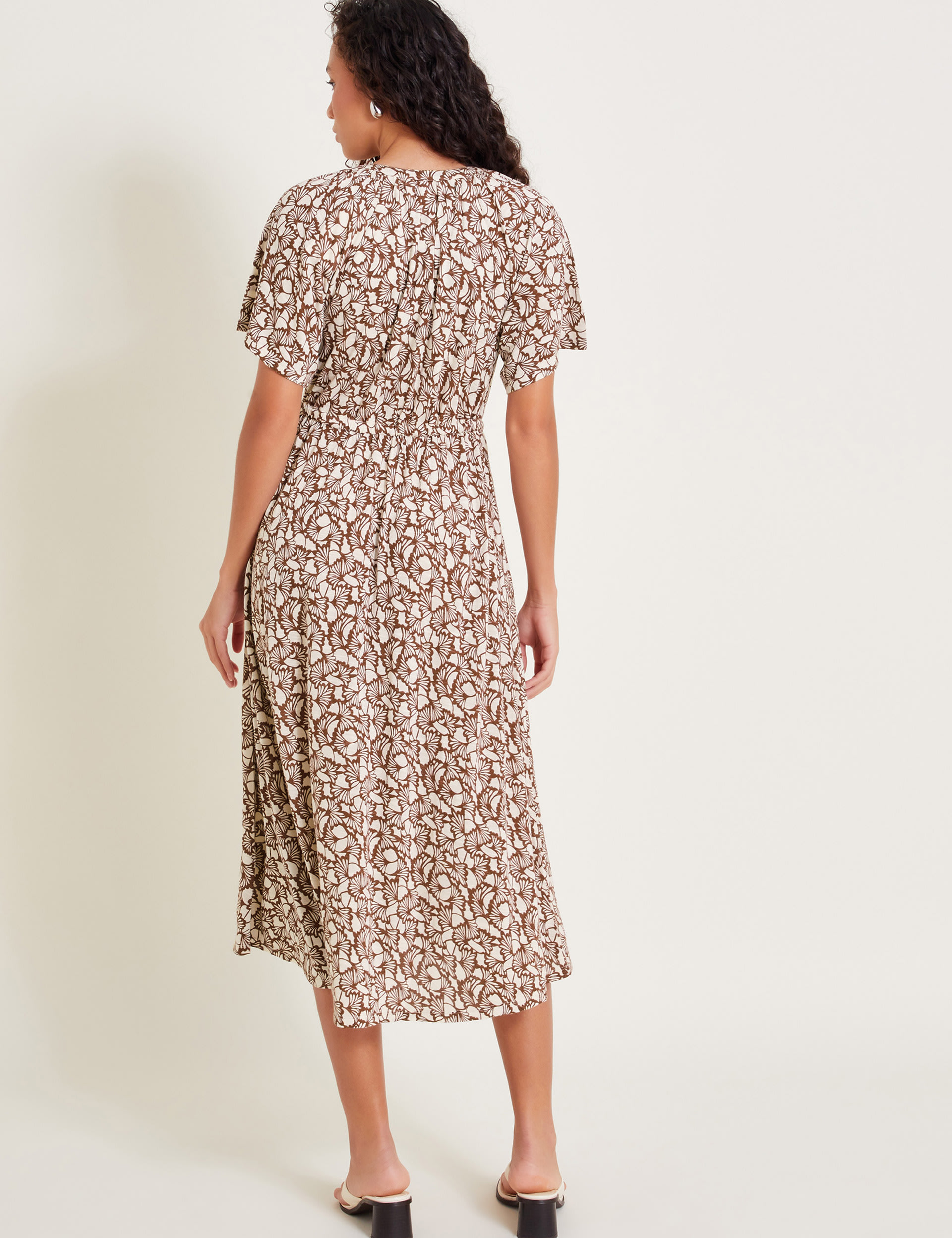 Jersey Printed Notch Neck Midi Shirt Dress 4 of 5