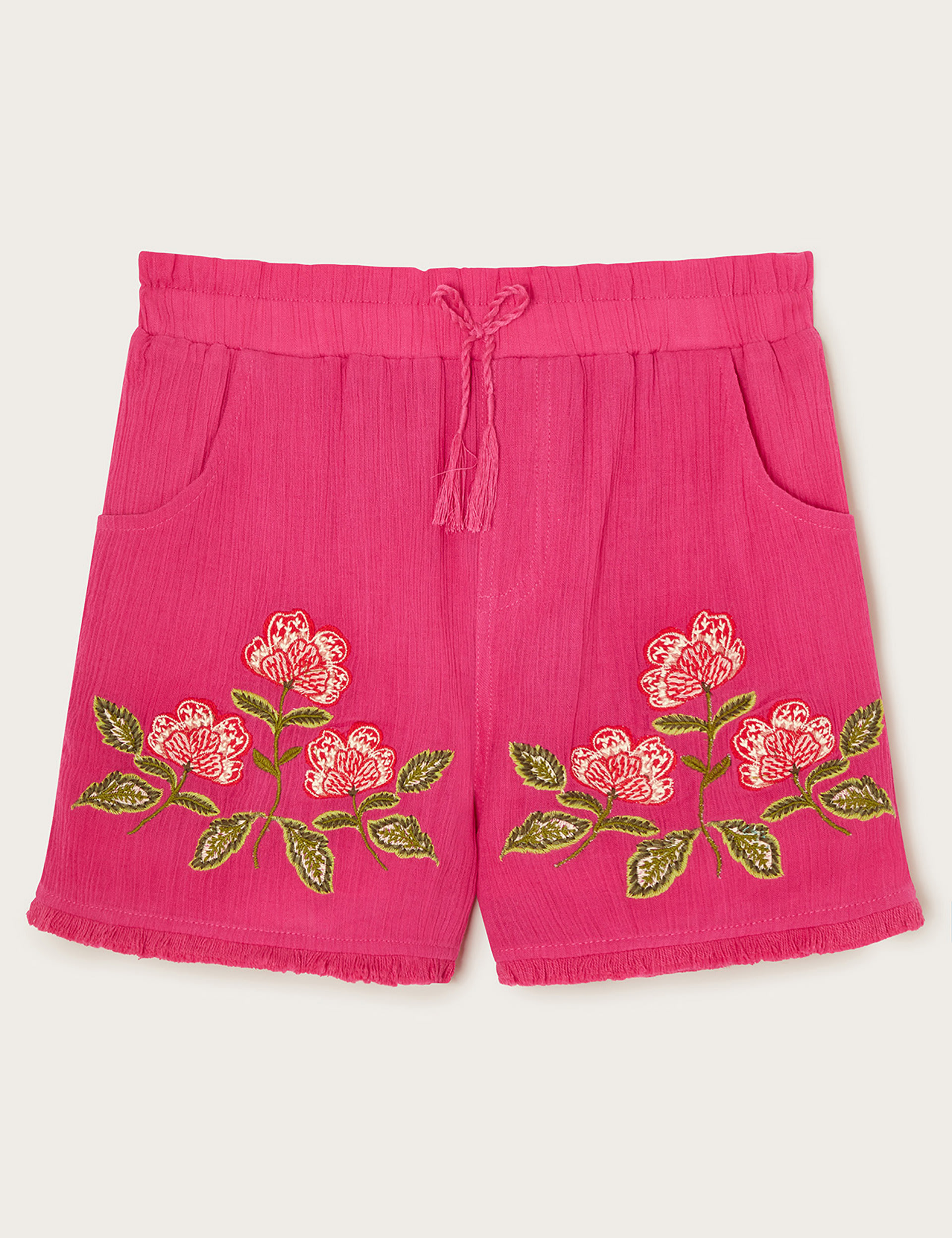 Flower embroidered shorts hot sale