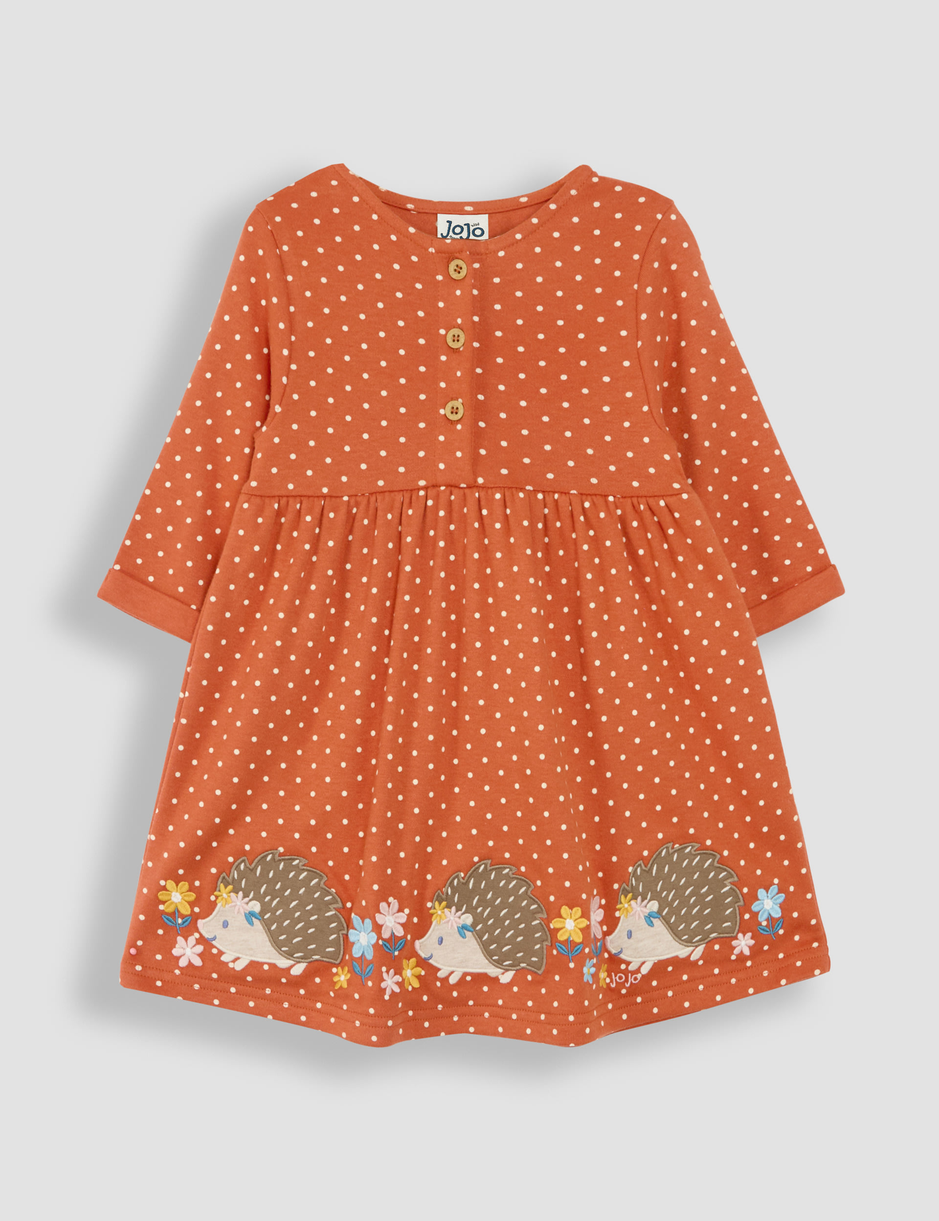 Pure Cotton Hedgehog Appliqué Dress (6 Mths - 6 Yrs) 1 of 3