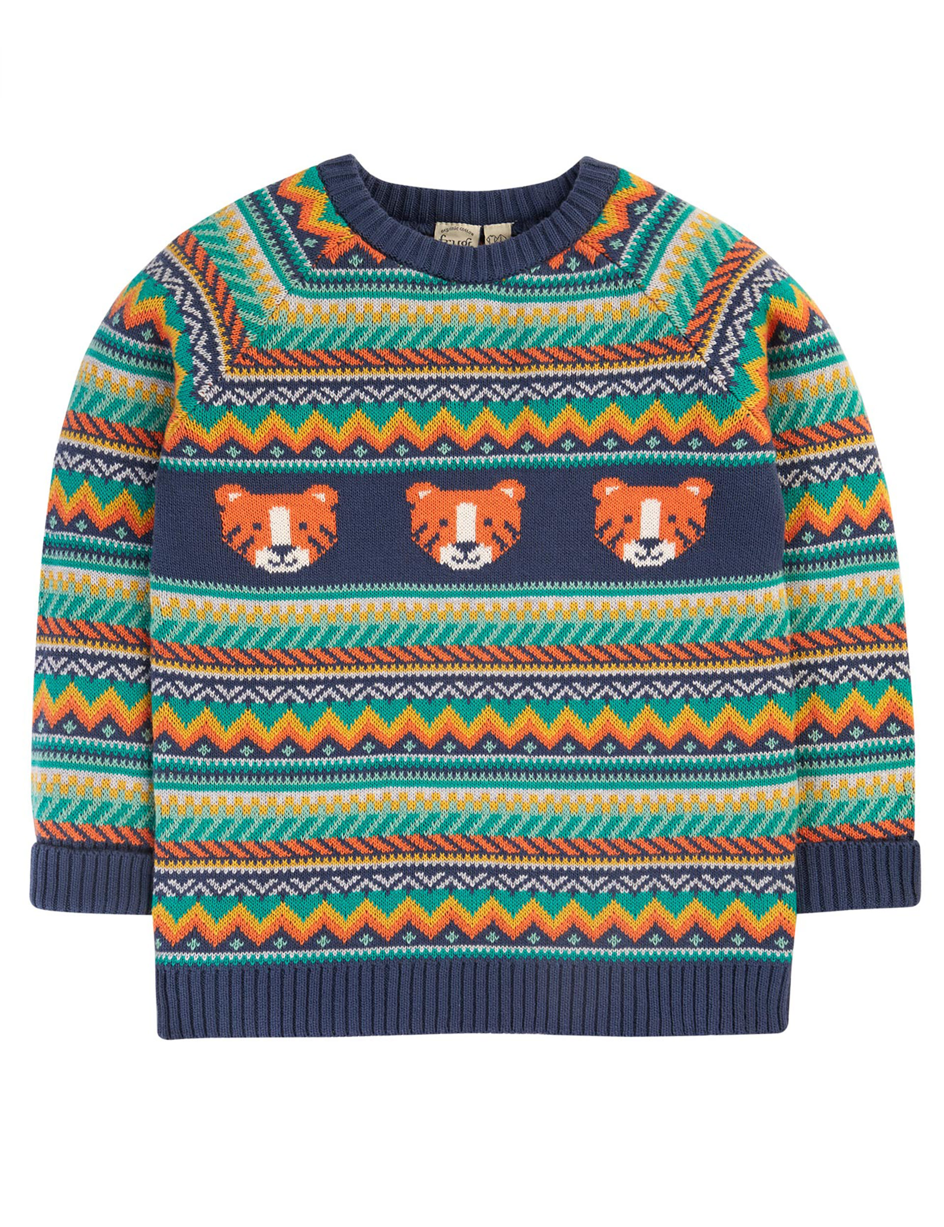 Pure Cotton Knitted Fair Isle Tiger Jumper (0-8 Yrs) 3 of 3