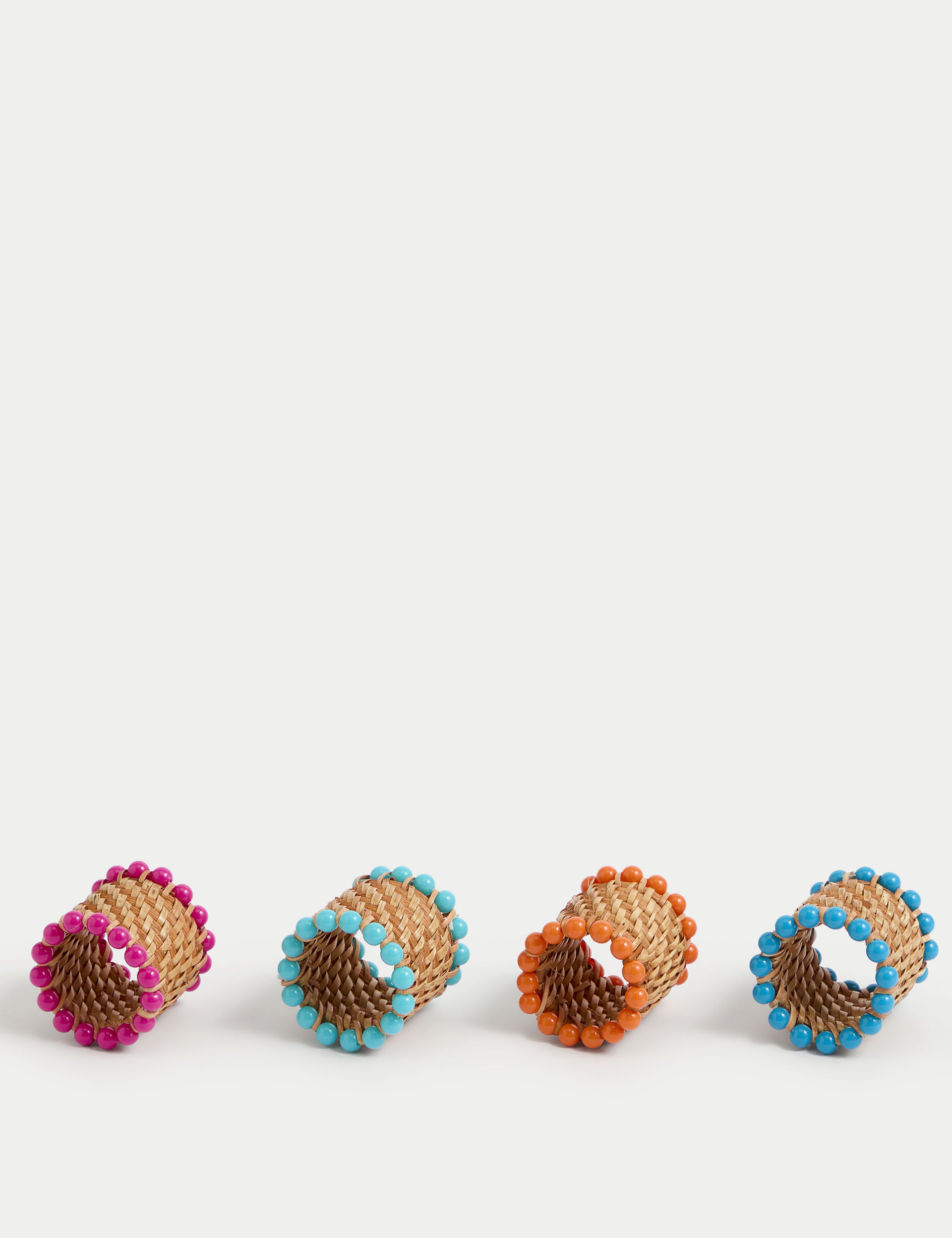 Set of 4 Woven Beaded Napkin Rings 1 of 4