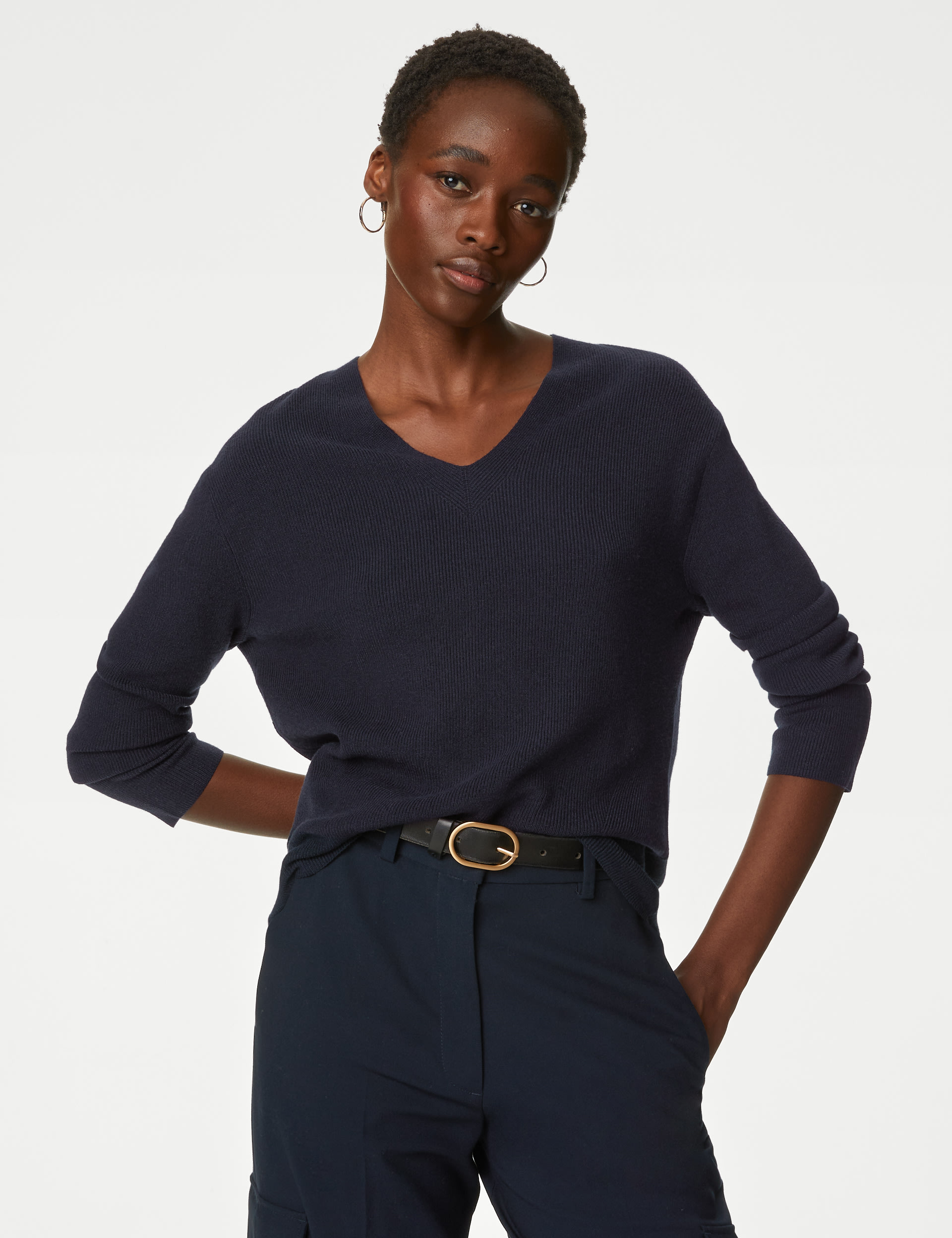 Soft Touch Ribbed V-Neck Jumper 3 of 6