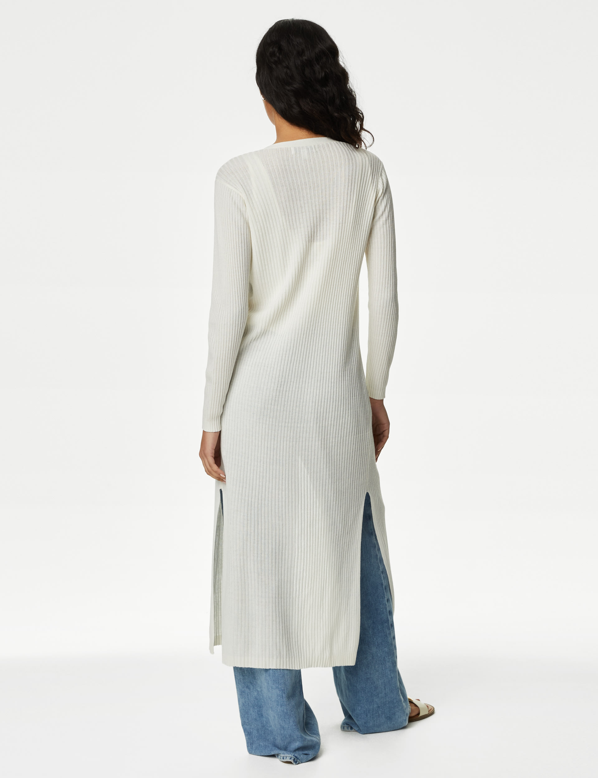 Ribbed Longline Cardigan with Linen 4 of 6