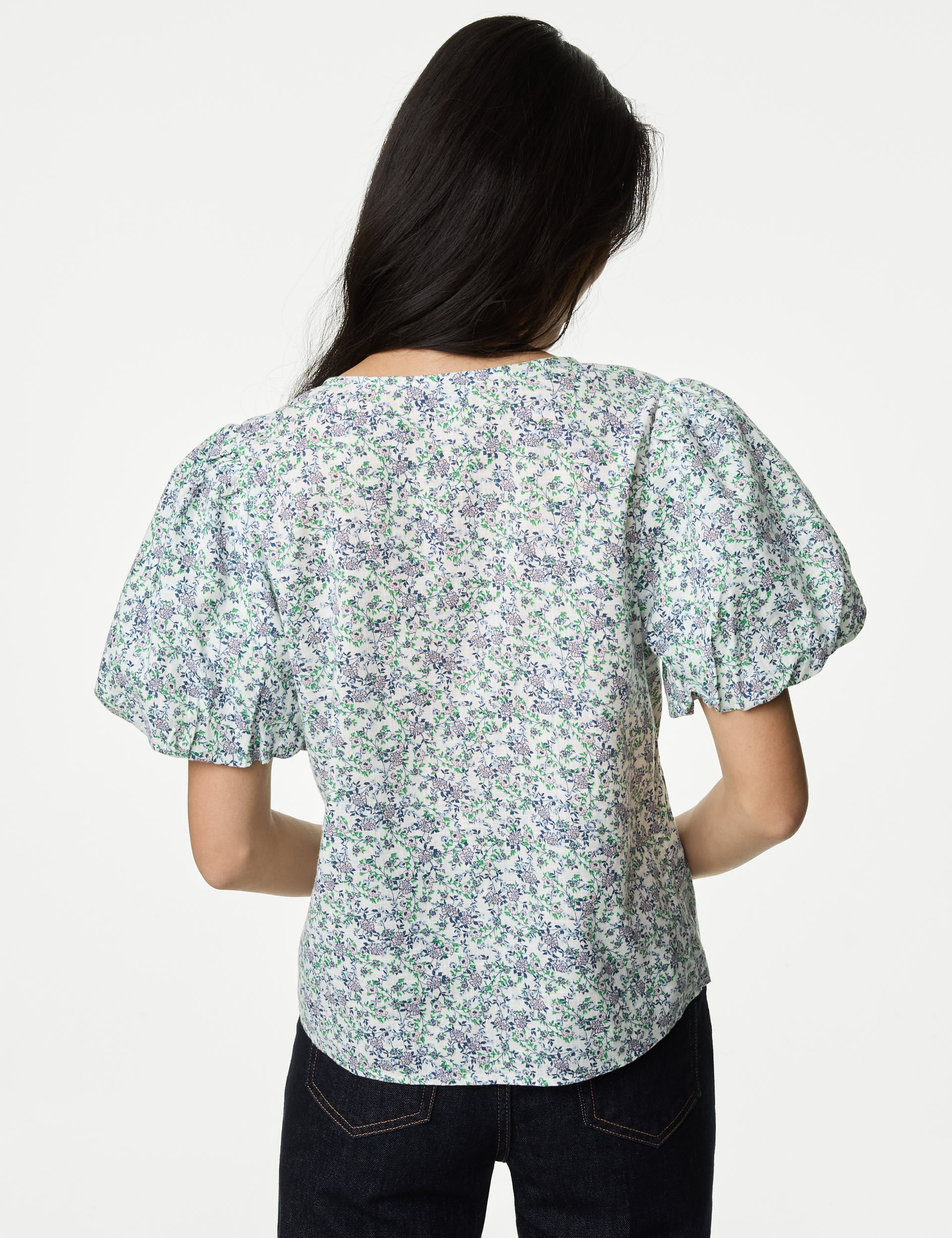 Pure Cotton Printed V-Neck Blouse 5 of 5