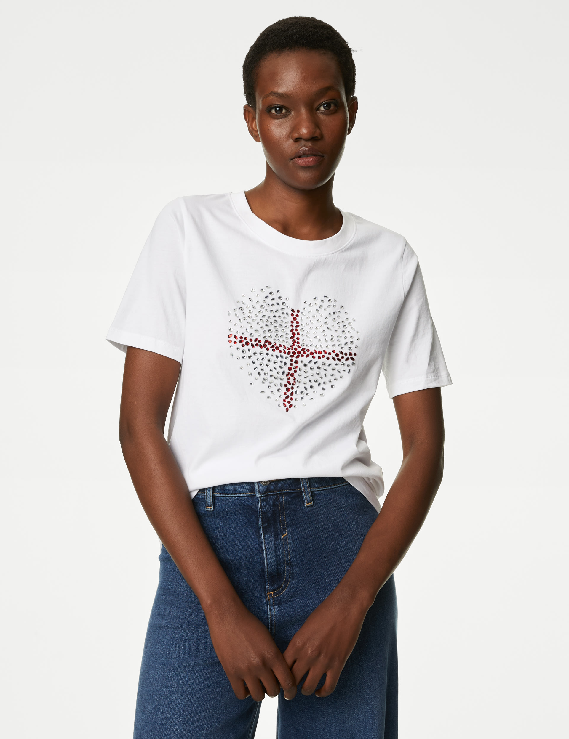 Pure Cotton Embellished England T-Shirt 1 of 6