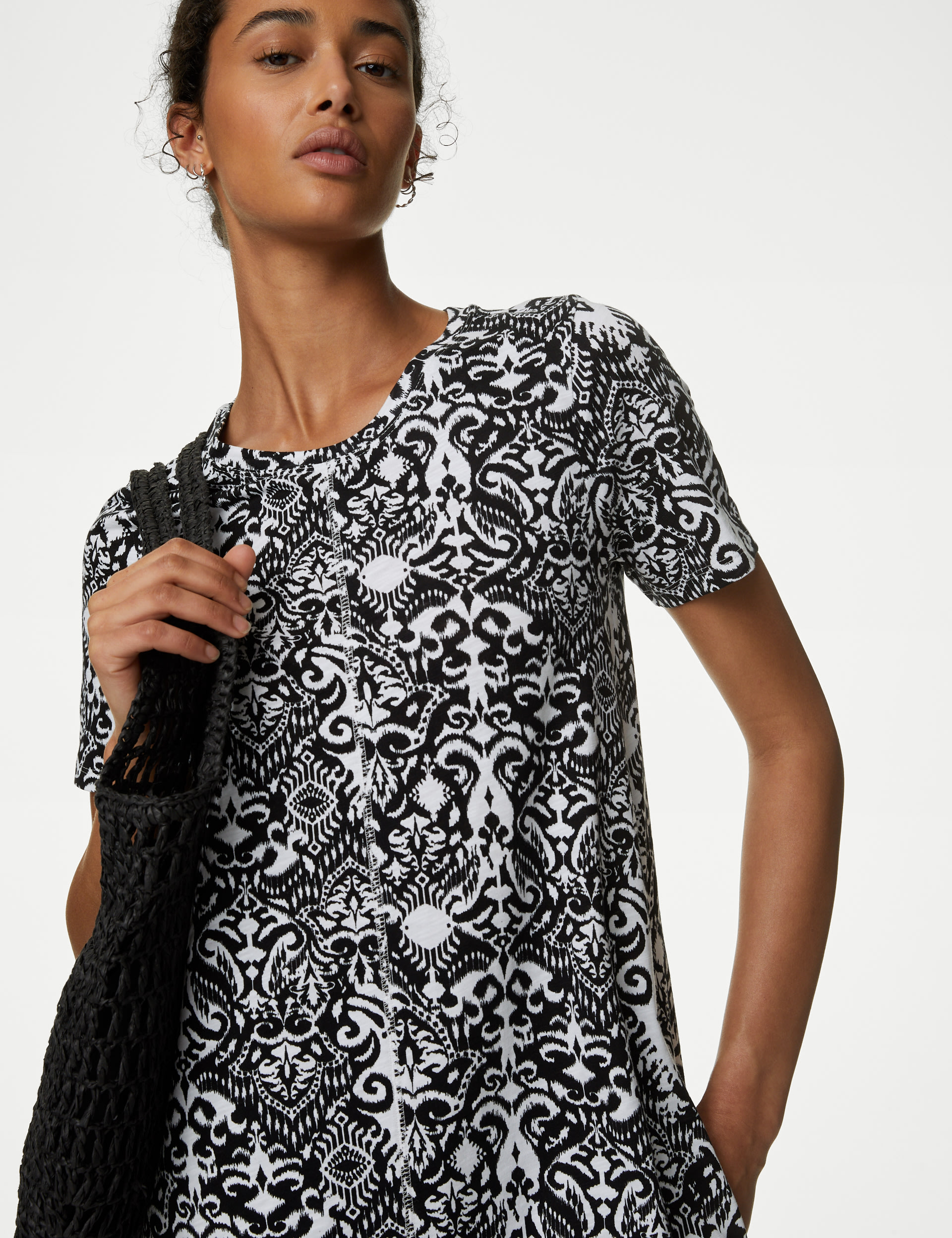 Pure Cotton Printed Midi T-Shirt Dress 3 of 4