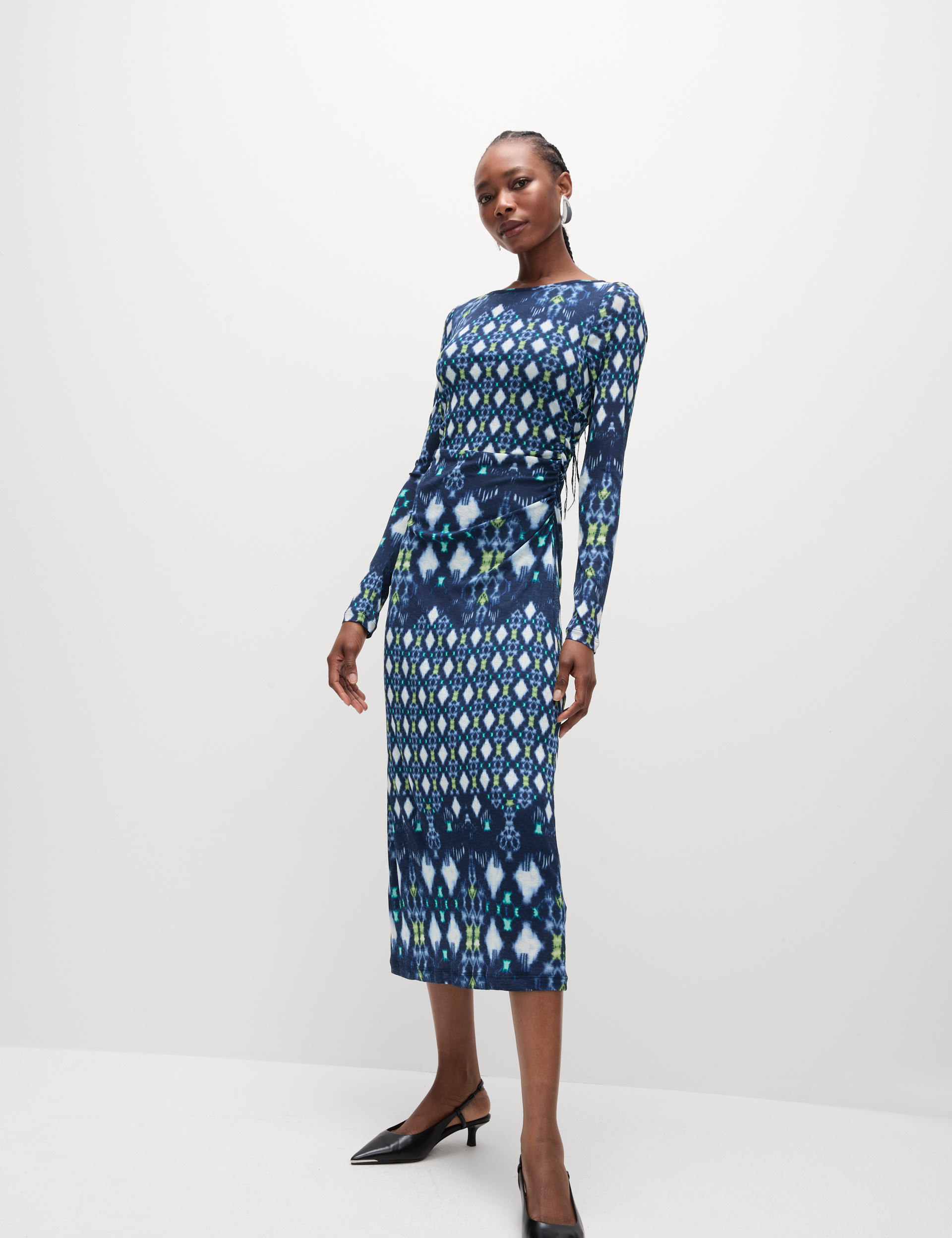 Mesh Jersey Printed Midi Column Dress 5 of 6