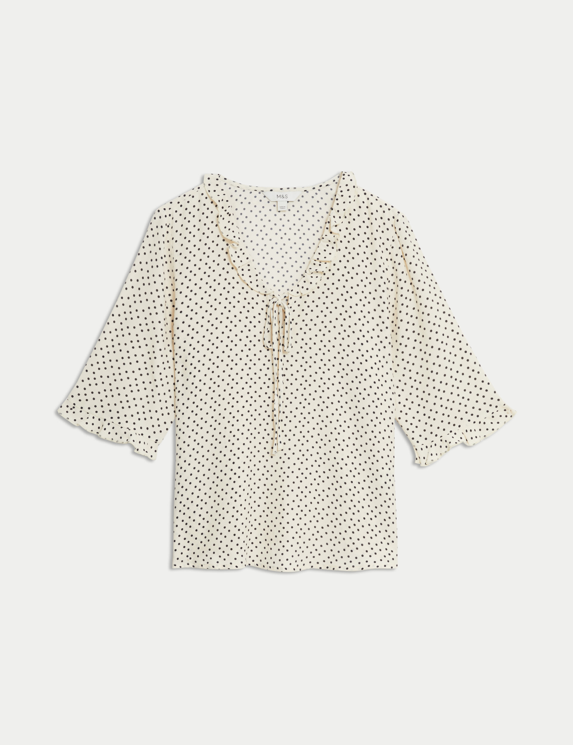 Polka Dot V-Neck Frill Detail Blouse 2 of 5