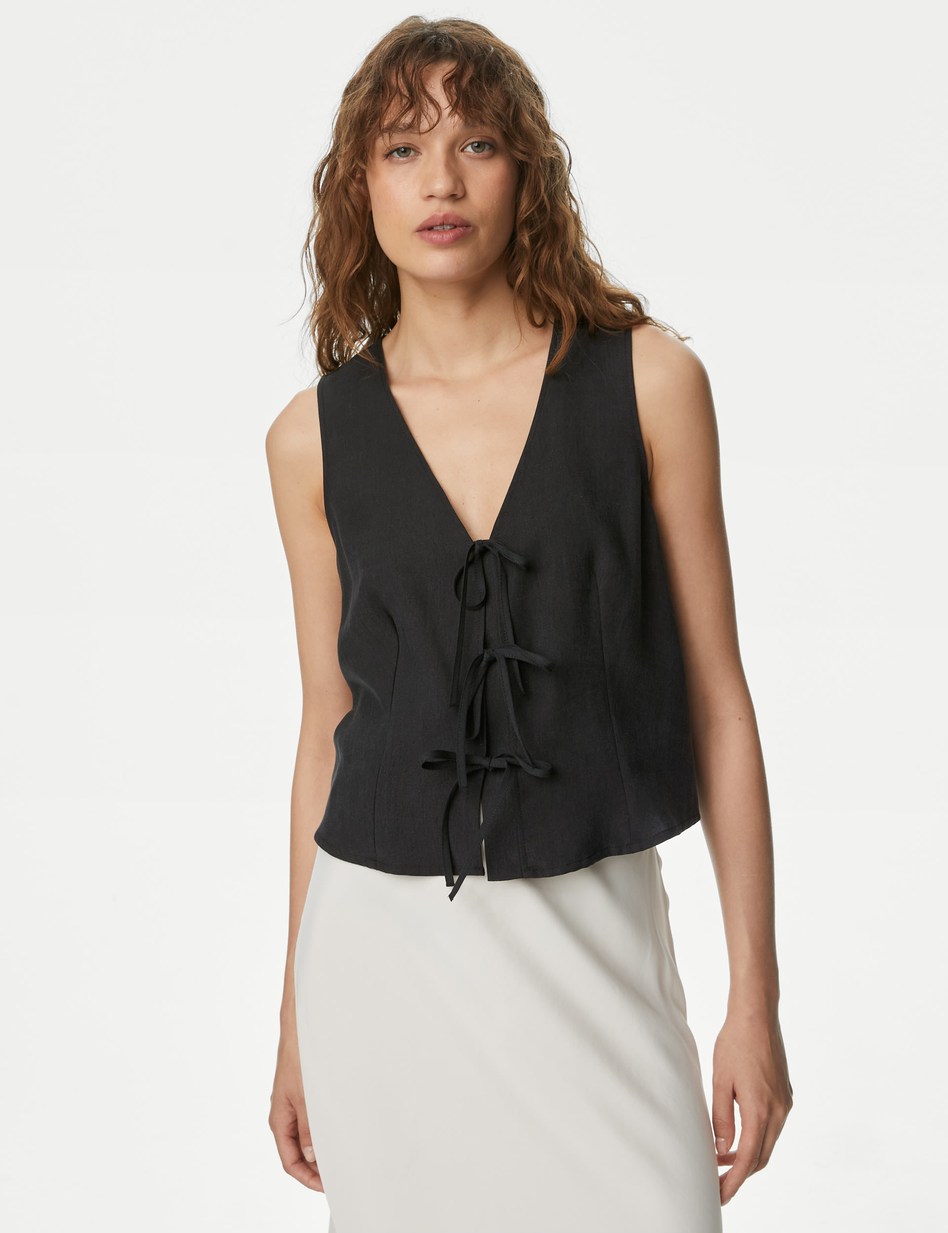 V-Neck Tie Front Blouse 4 of 6