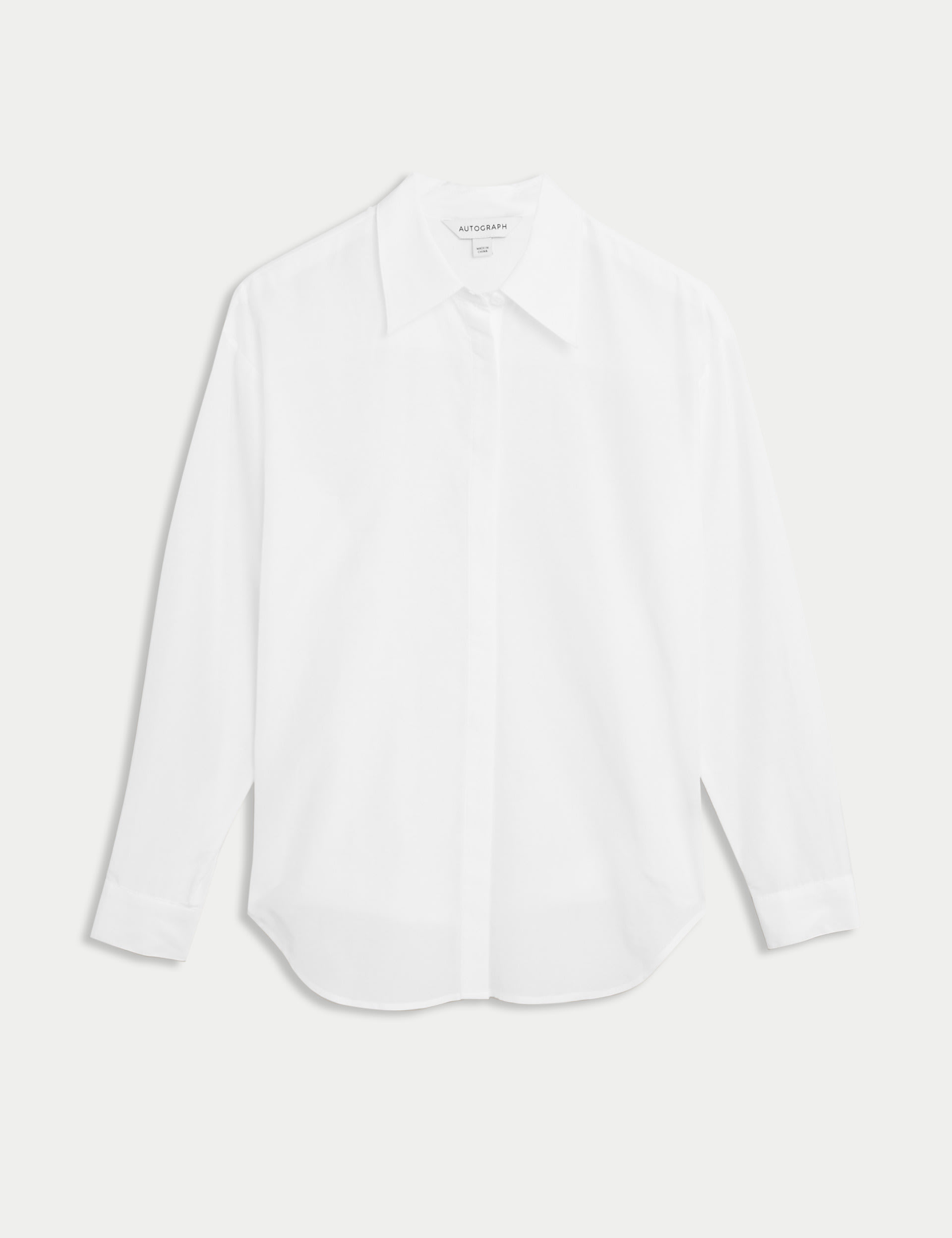 Silk Blend Collared Long Sleeve Shirt 2 of 6