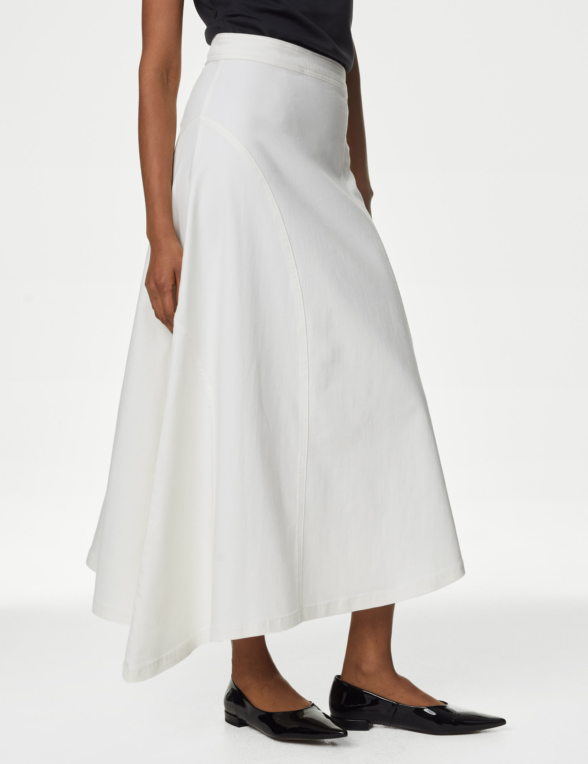 Cotton Rich Maxi Asymmetric Skirt 4 of 6