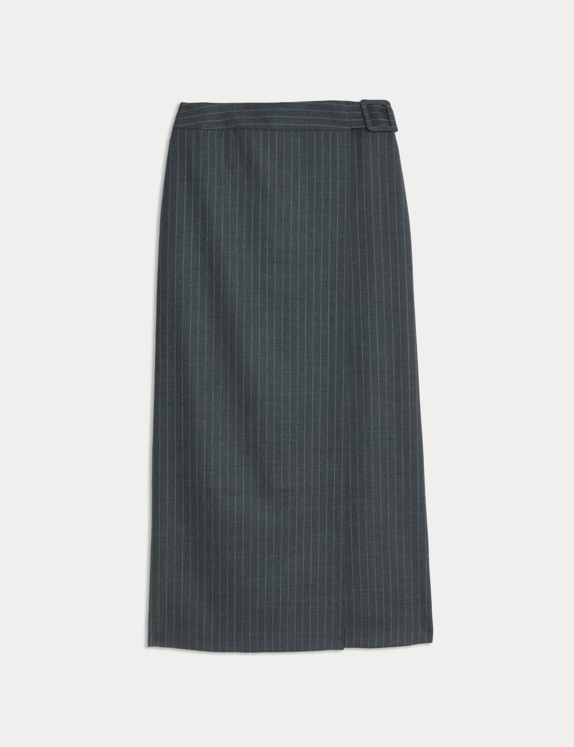 Wool Blend Pinstripe Midaxi Wrap Skirt 2 of 7