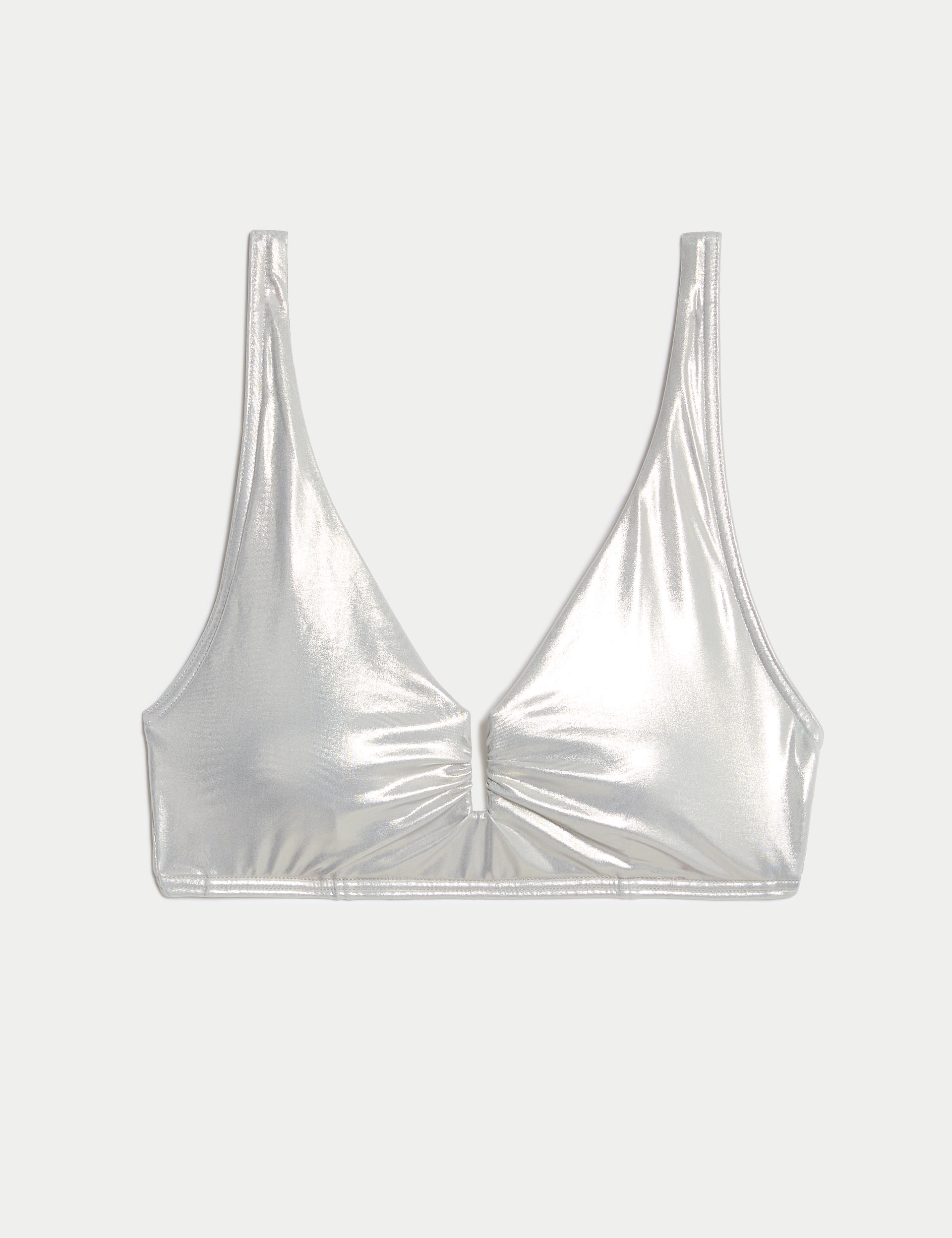 Metallic Padded Plunge V-Neck Bikini Top 2 of 6