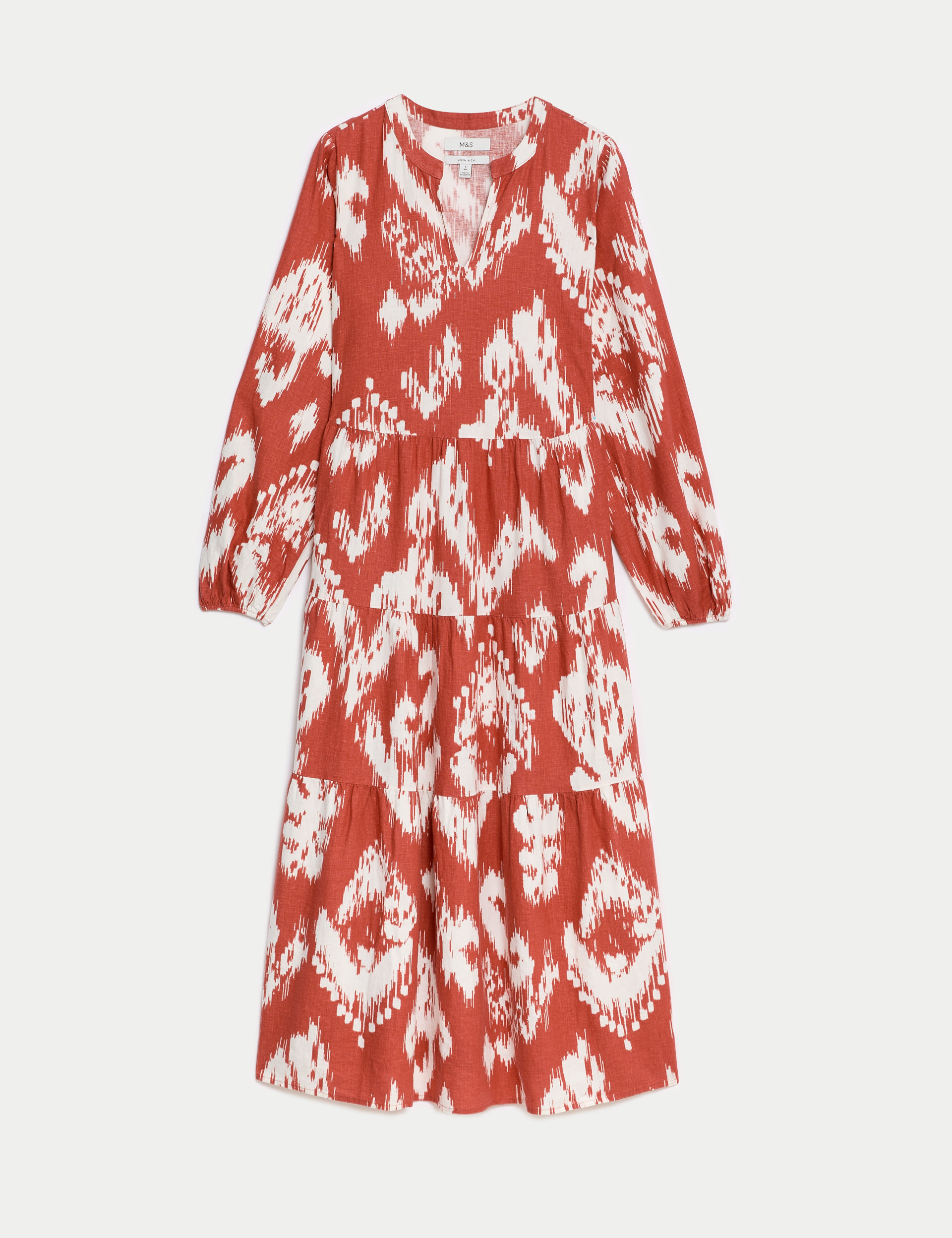 Linen Rich Printed V-Neck Midaxi Dress 2 of 4