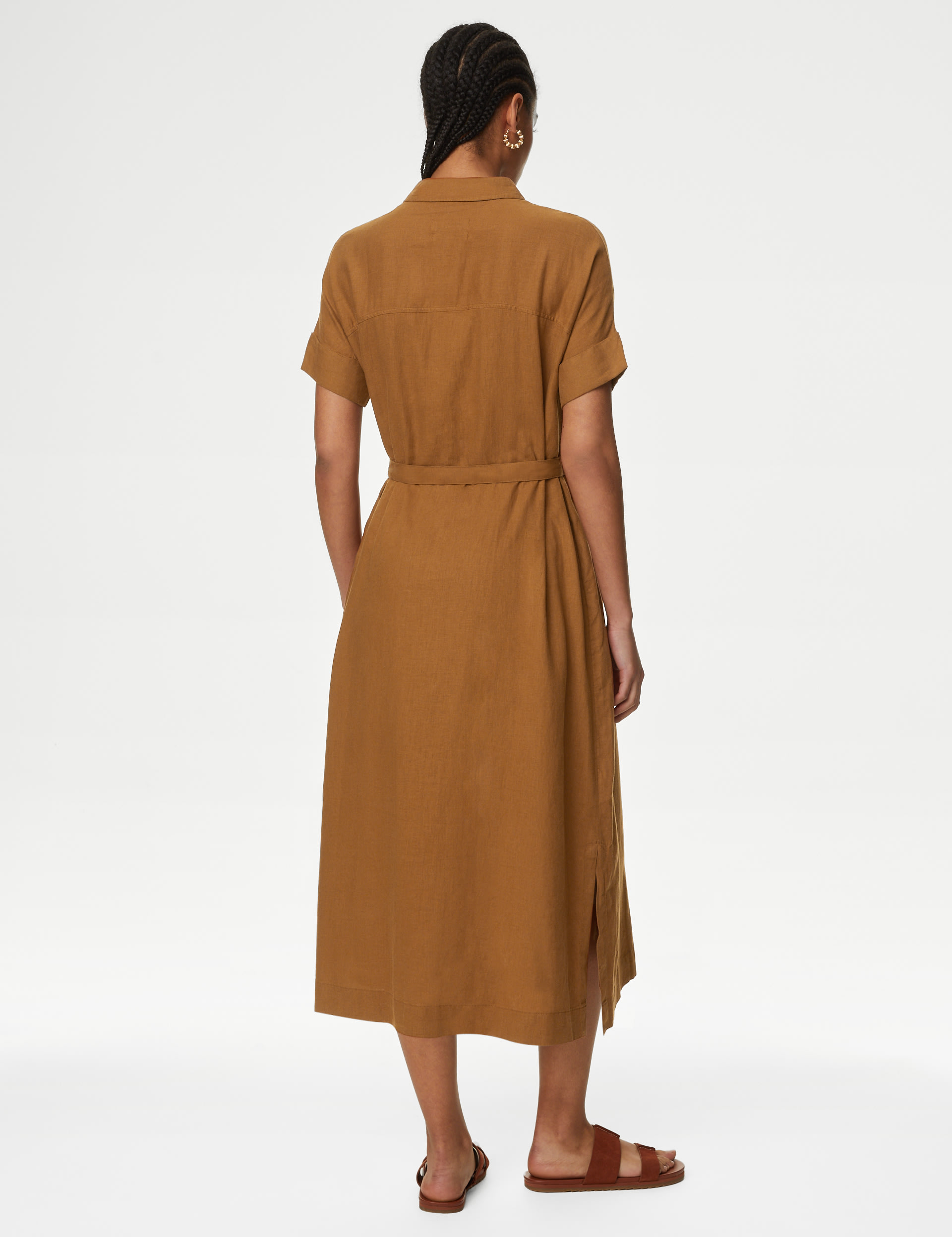 Linen Rich Button Through Midi Shirt Dress 4 of 4