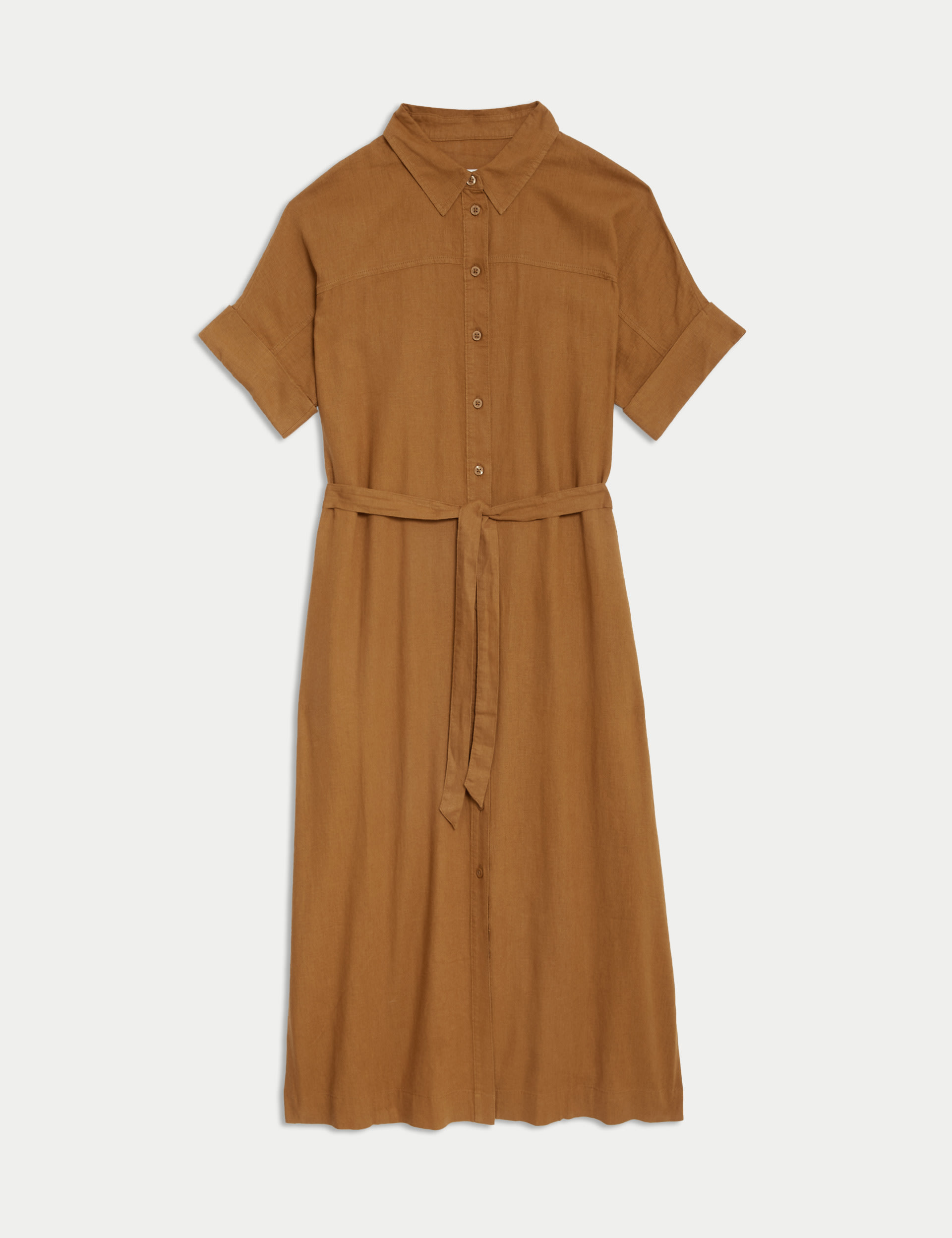 Linen Rich Button Through Midi Shirt Dress 2 of 4