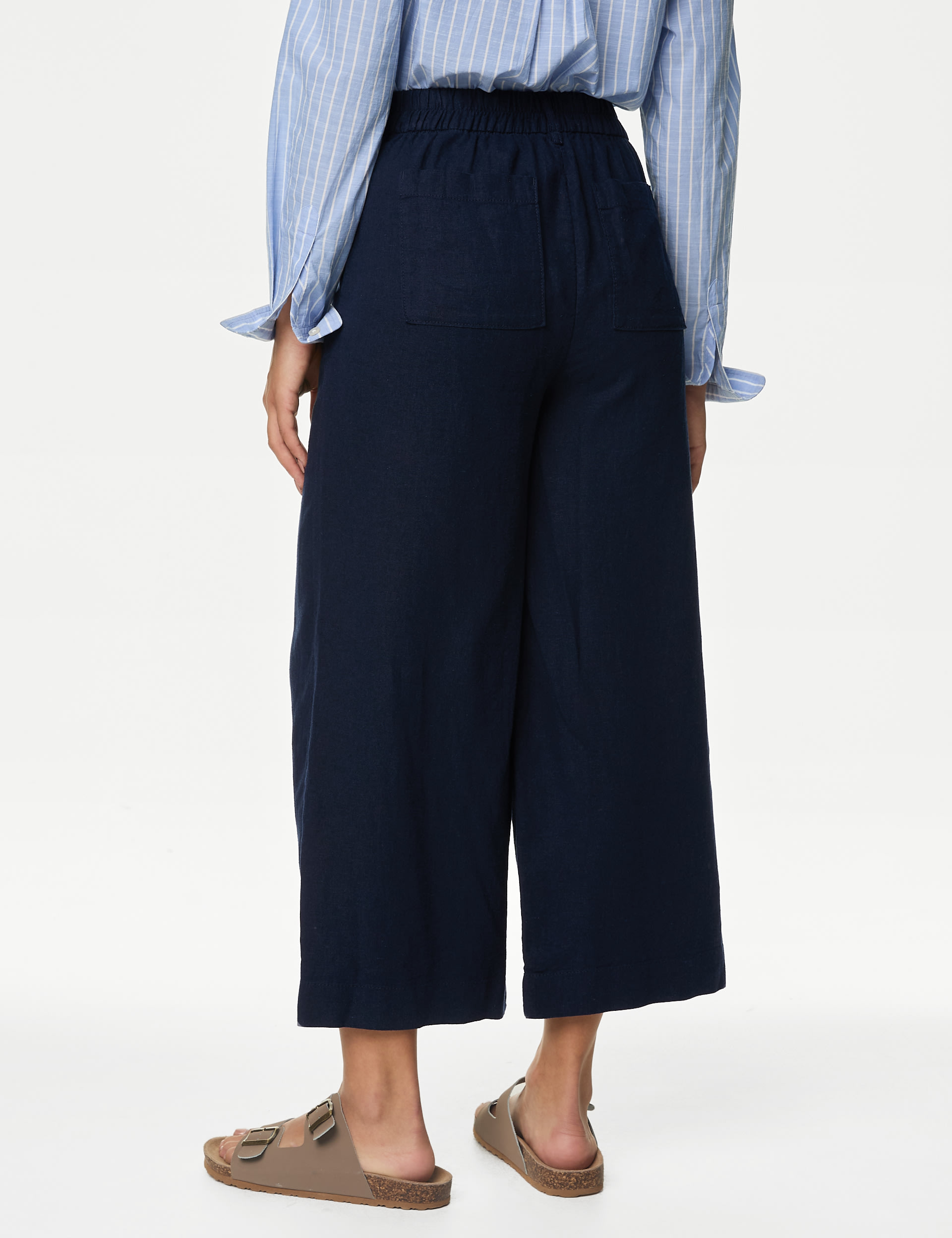 Linen Rich Wide Leg Cropped Trousers 5 of 5