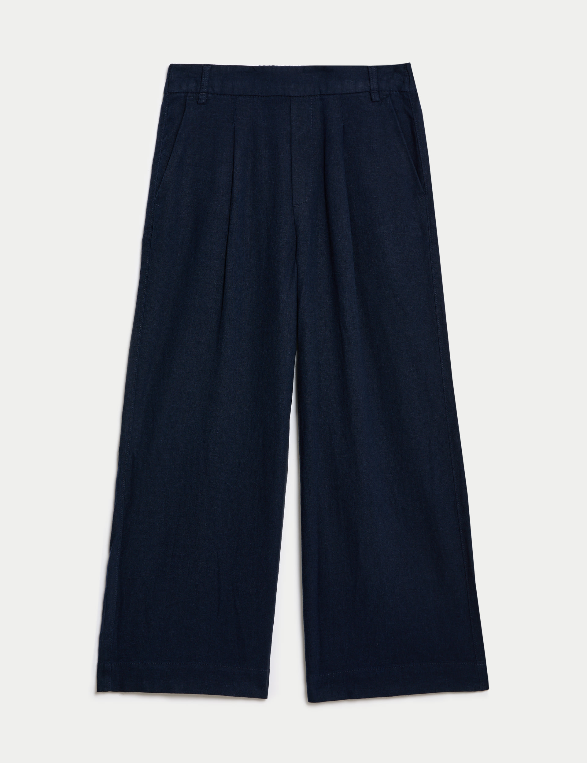 Linen Rich Wide Leg Cropped Trousers 2 of 5