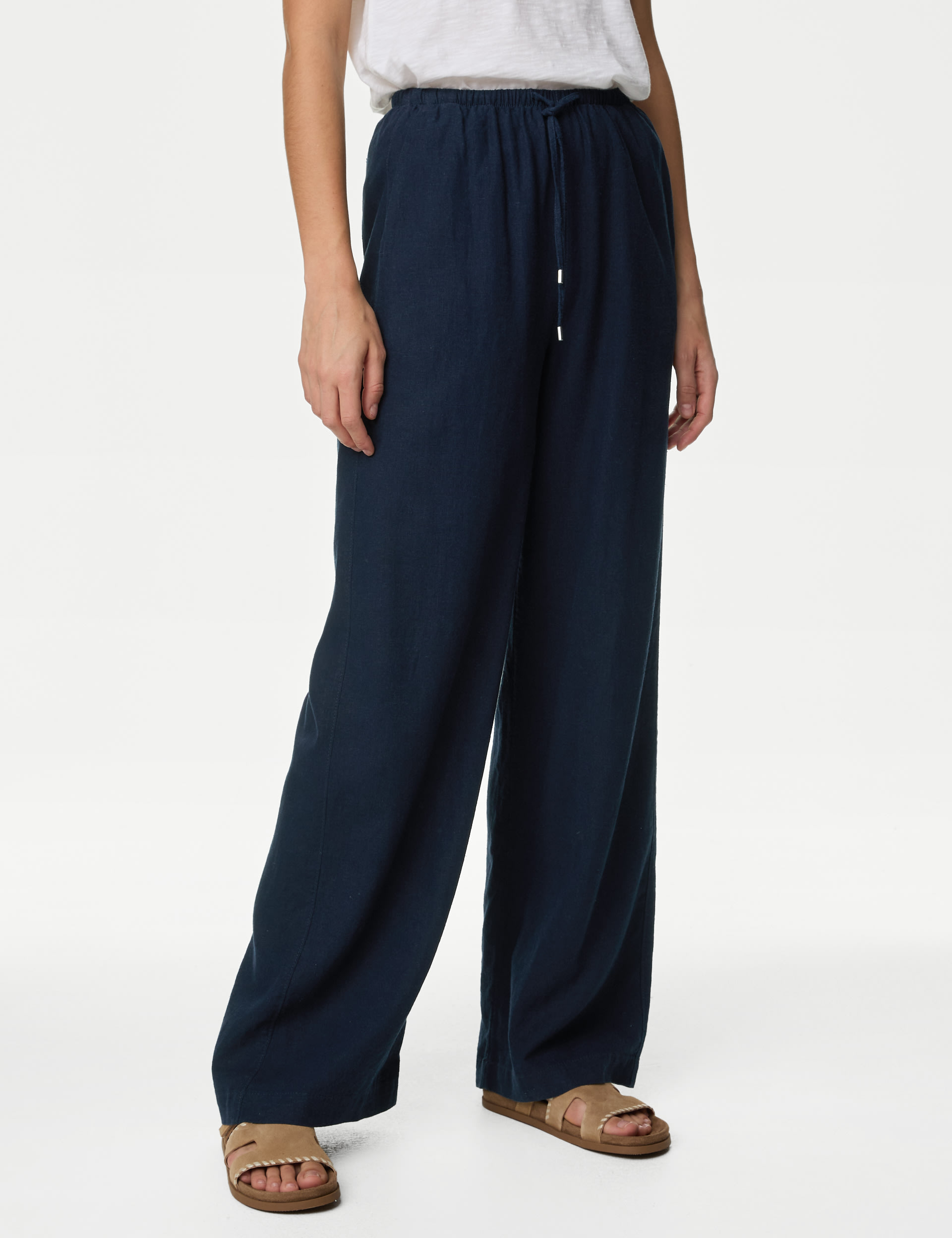 Linen Blend Wide Leg Trousers 5 of 6