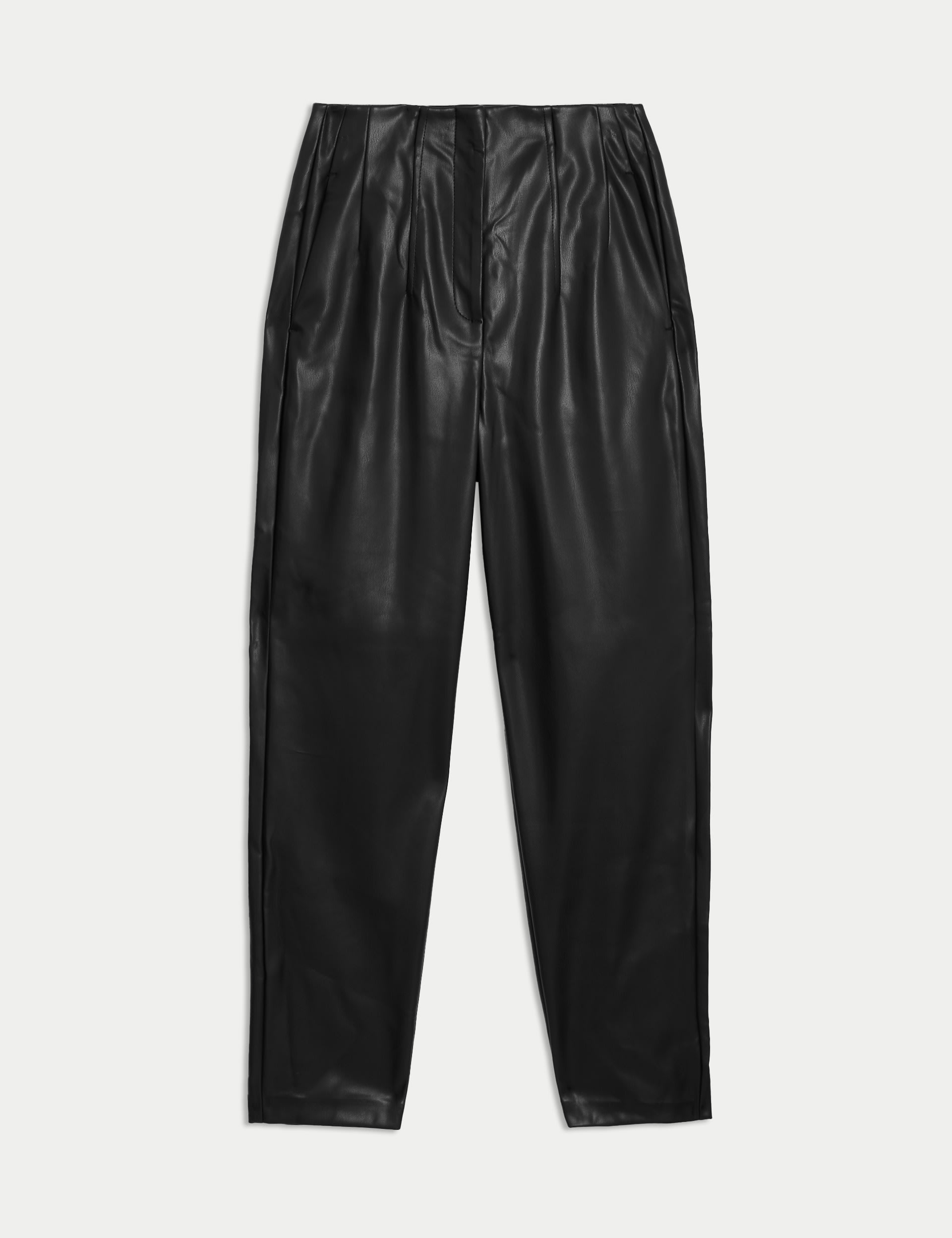 Leather Look Tapered Ankle Grazer Trousers 2 of 4