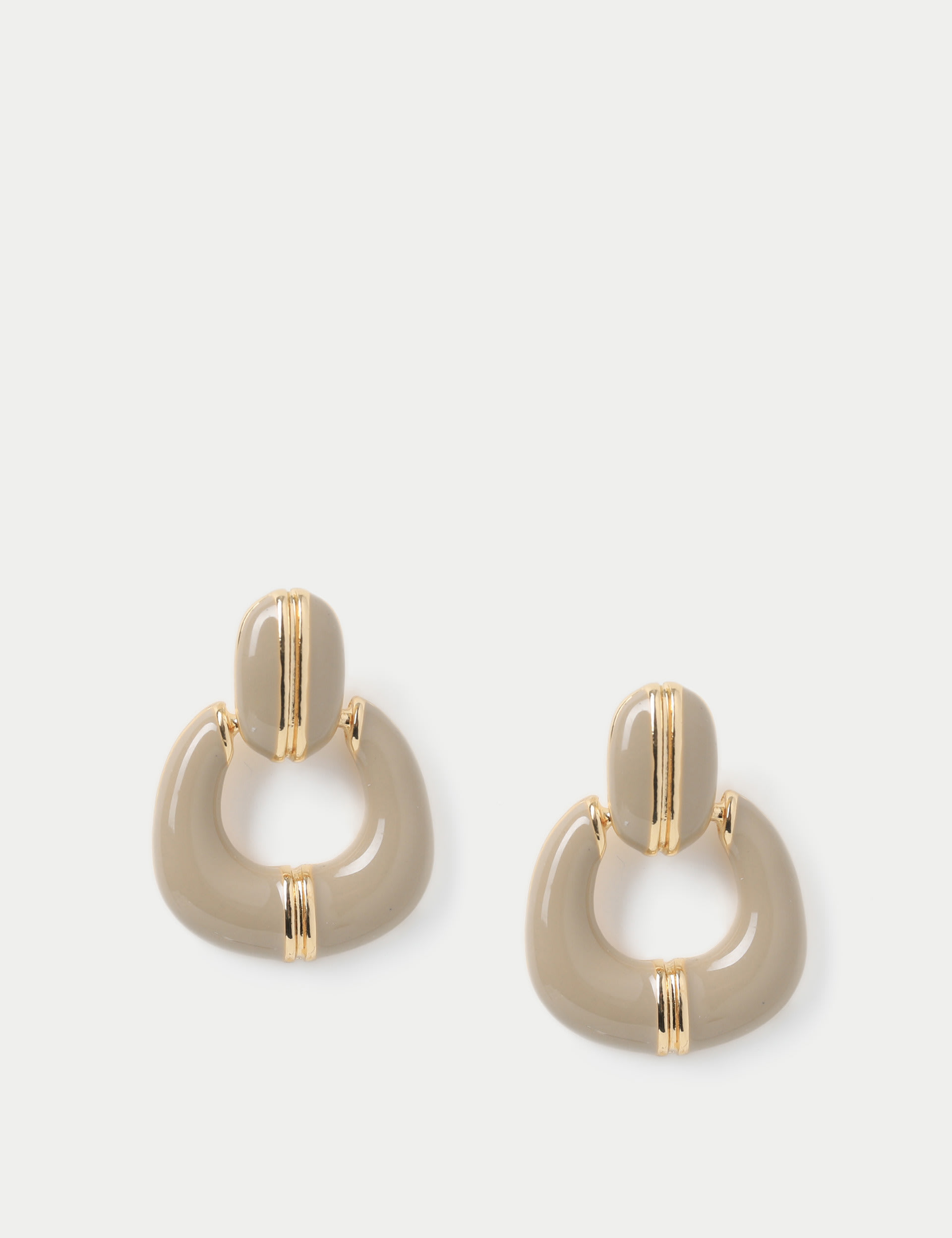 Beige and Gold Tone Statement Drop Earring 1 of 2