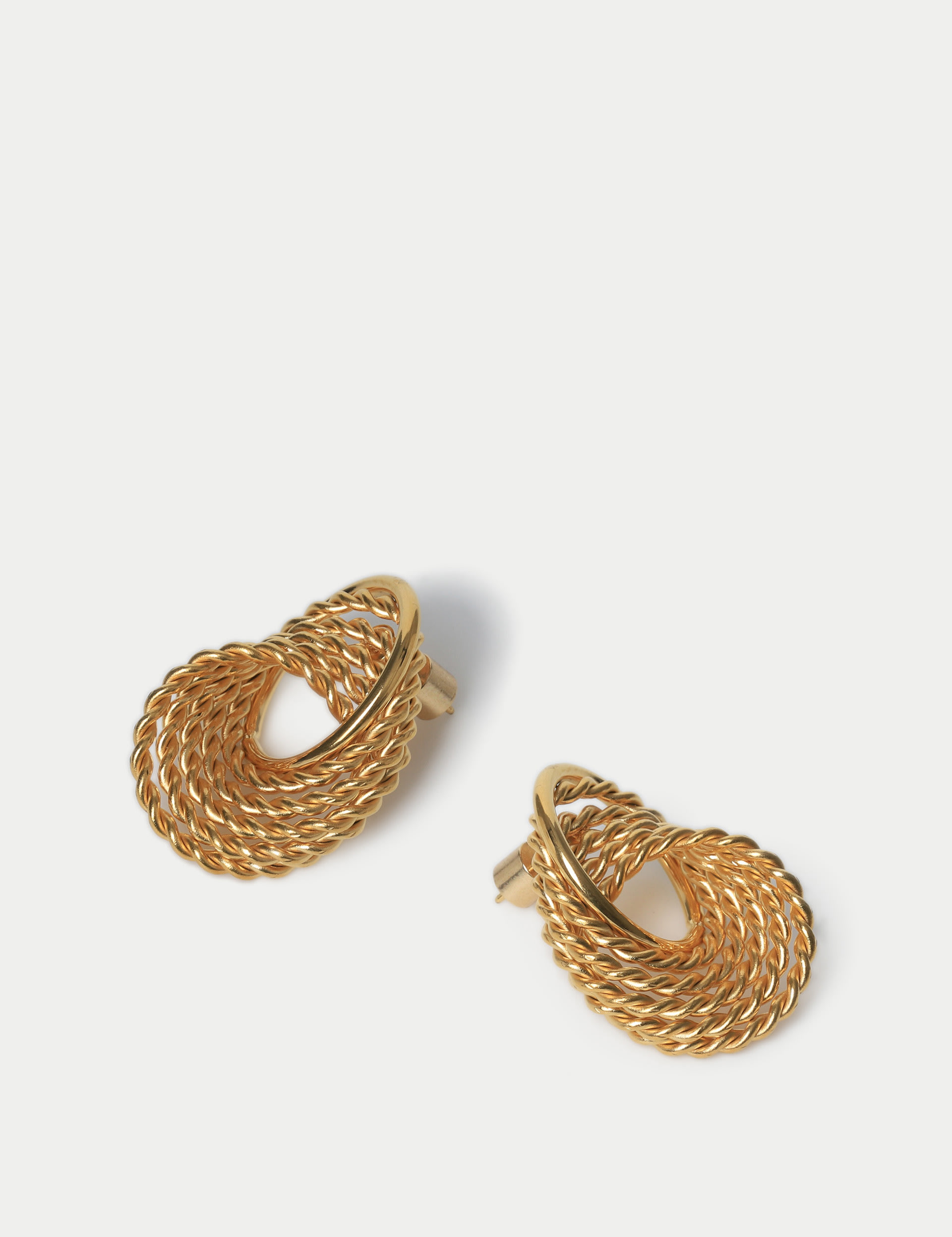 Gold Tone Rope Oversized Stud Earring 2 of 2