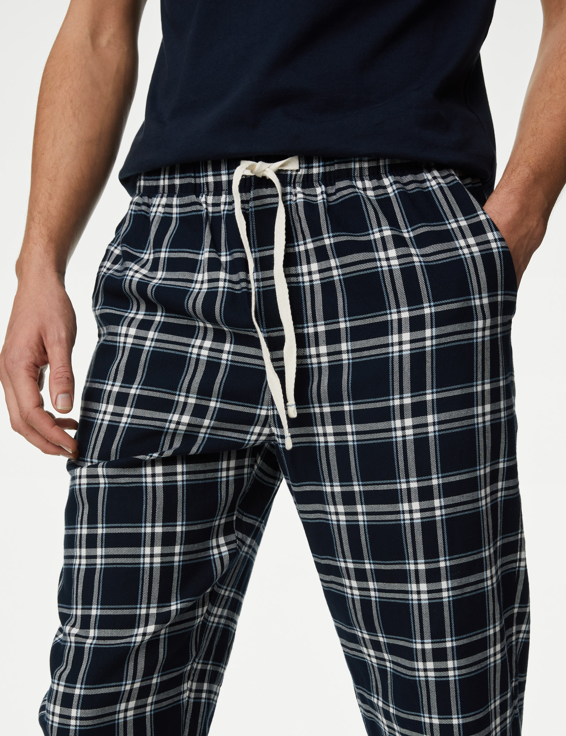 Pure Cotton Checked Pyjama Bottoms 3 of 5