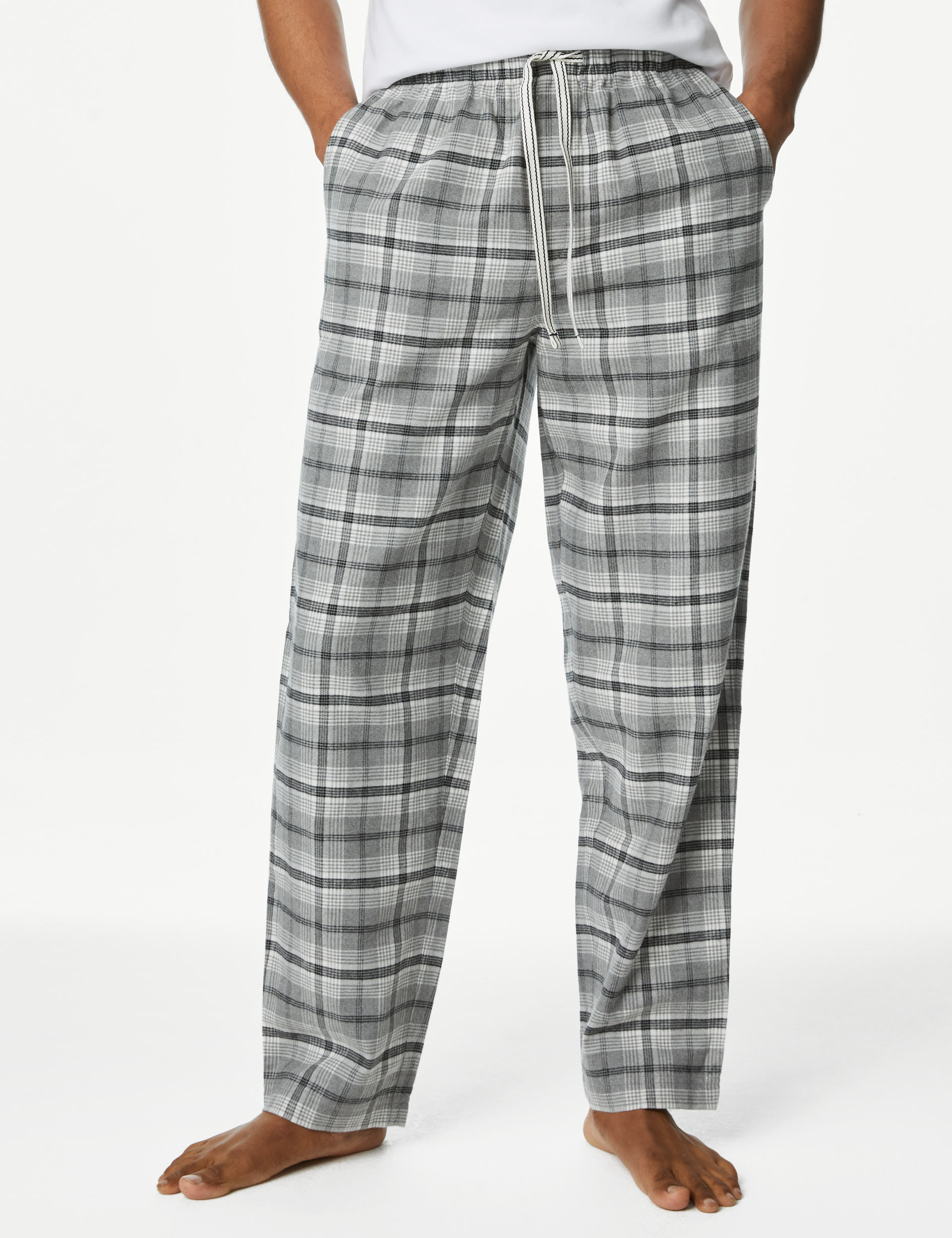 Pure Cotton Checked Loungewear Bottoms 1 of 5