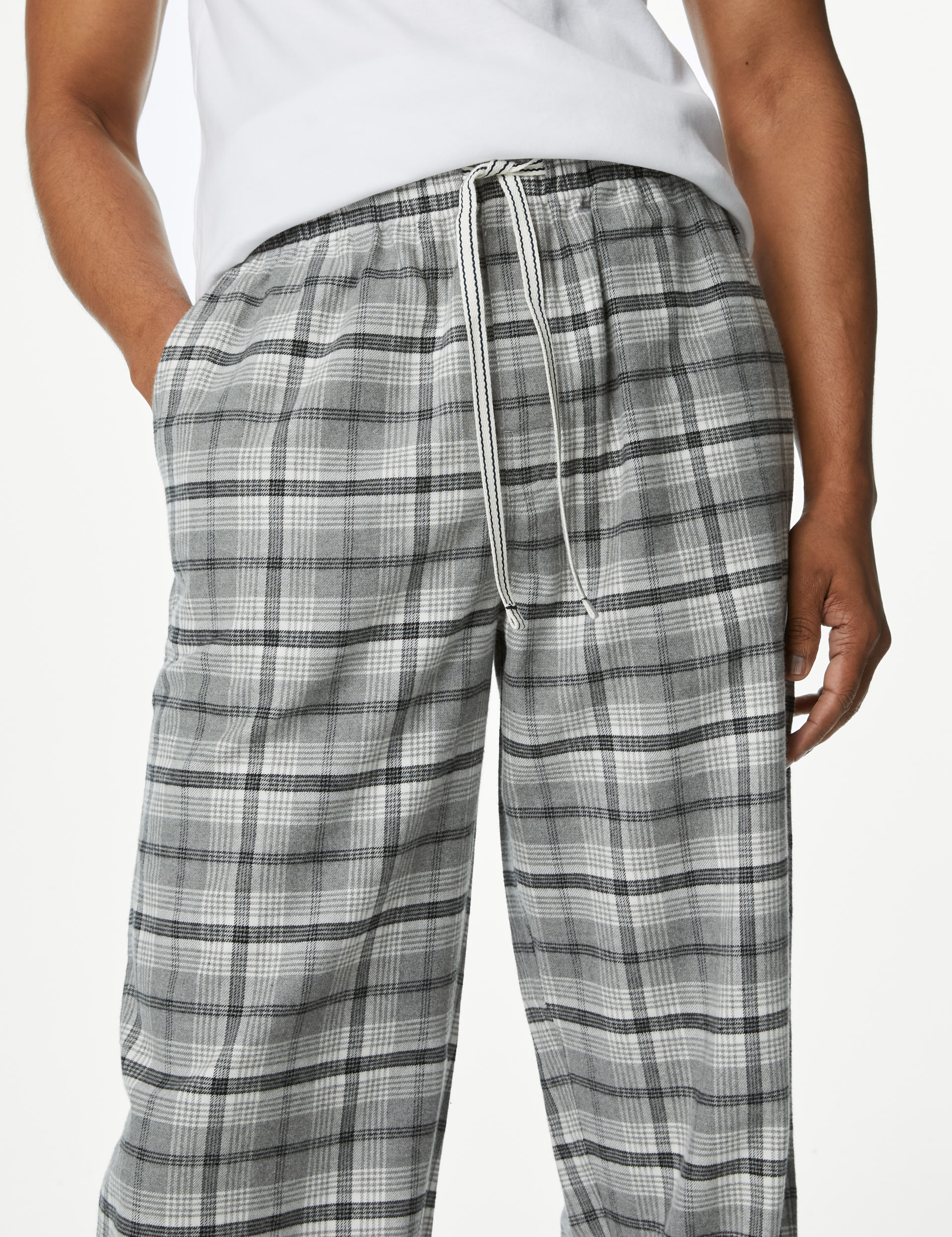 Pure Cotton Checked Loungewear Bottoms 3 of 5