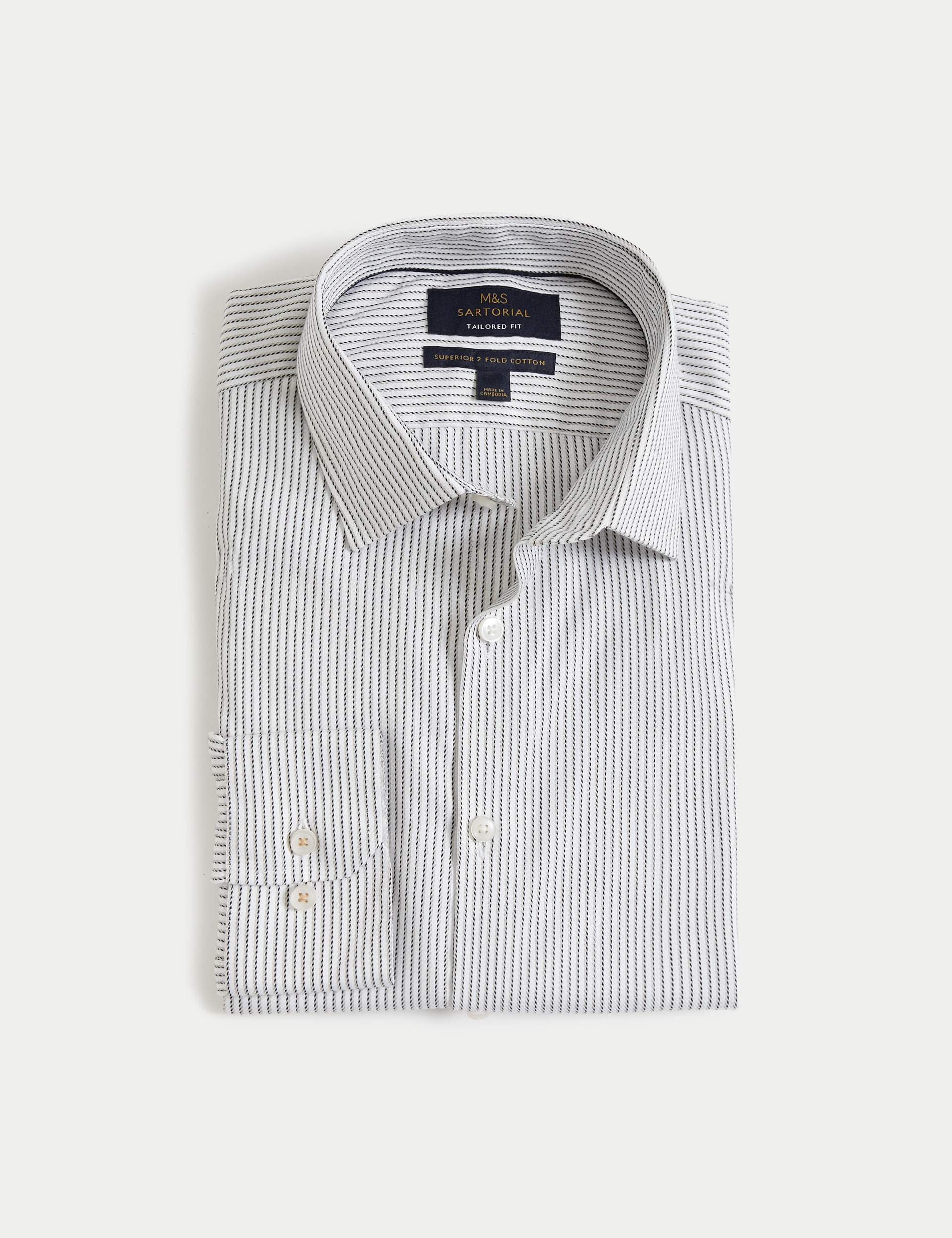 Tailored Fit Luxury Pure Cotton Striped Shirt 1 of 2